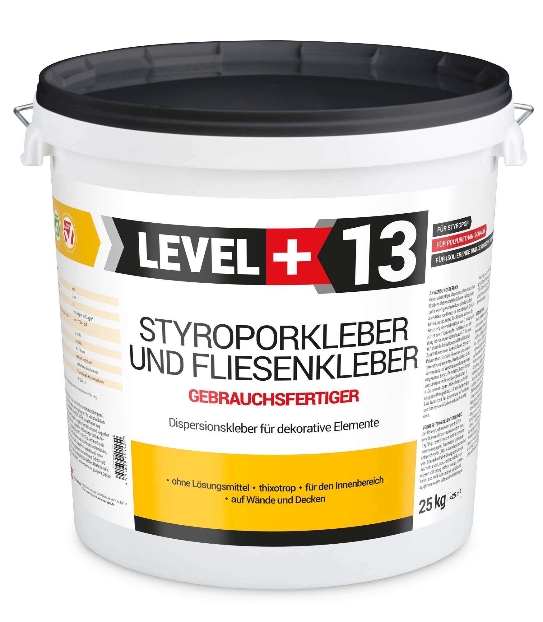 Colla per polistirolo, 25 kg + spatola dentata in plastica, colla per sughero, colla per ristrutturazione, colla per il montaggio RM13 KW