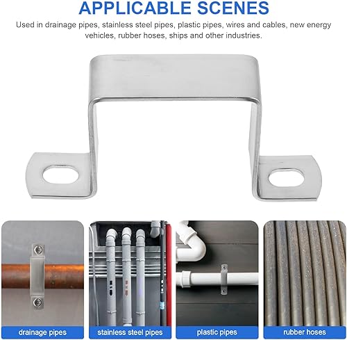 Miniatura 3 de iplusmile Abrazadera de tubo cuadrada 4 unids Clip de tubo de 2x2 pulgadas Hebilla de tubo de acero inoxidable en forma de U Abrazadera de tubo de
