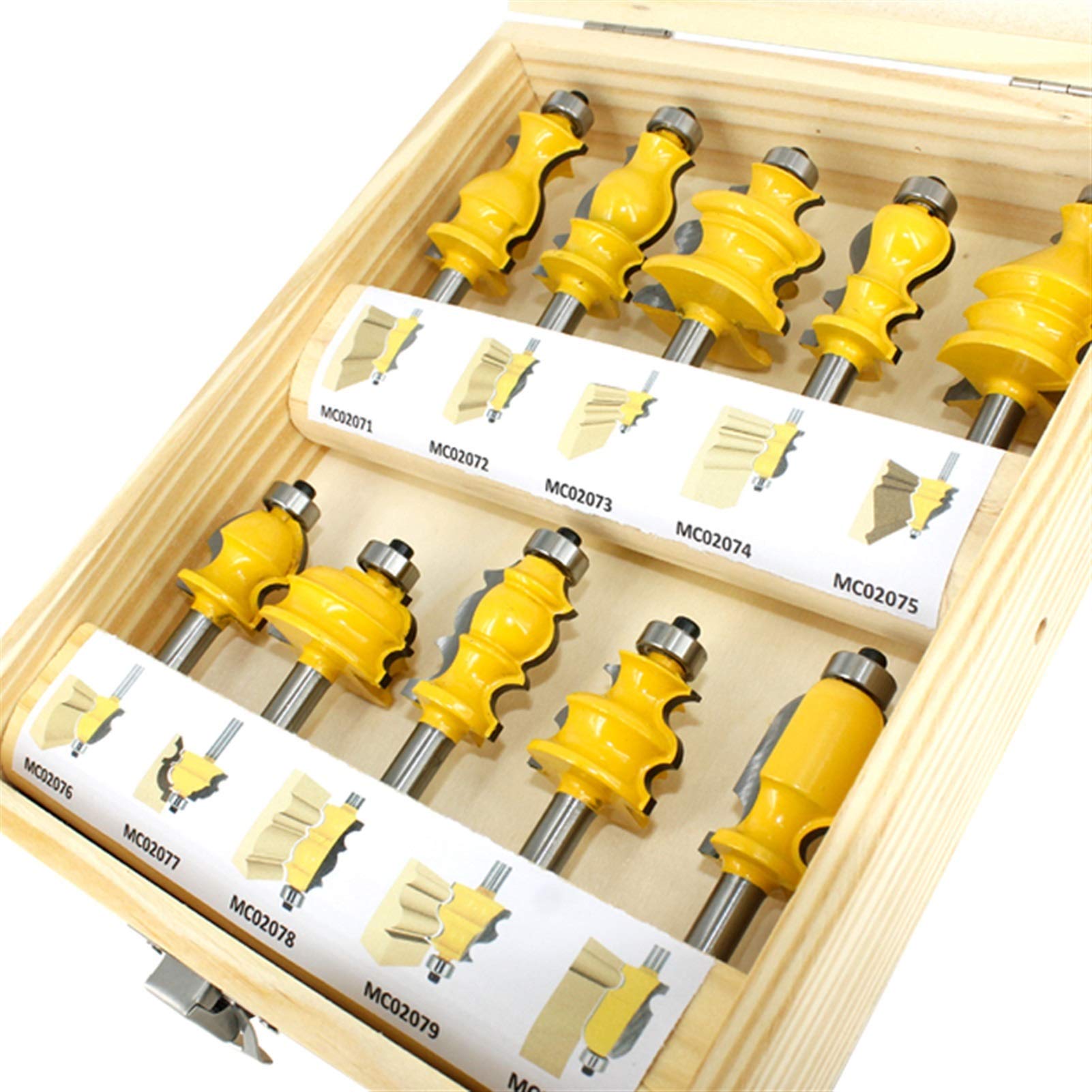 Xianglaa-bit de enrutador, 10 unids 8mm Shank Architectural Molding Handrail Router bits Set Base de Carcasa CNC Line Cutters Cutters Face Mill