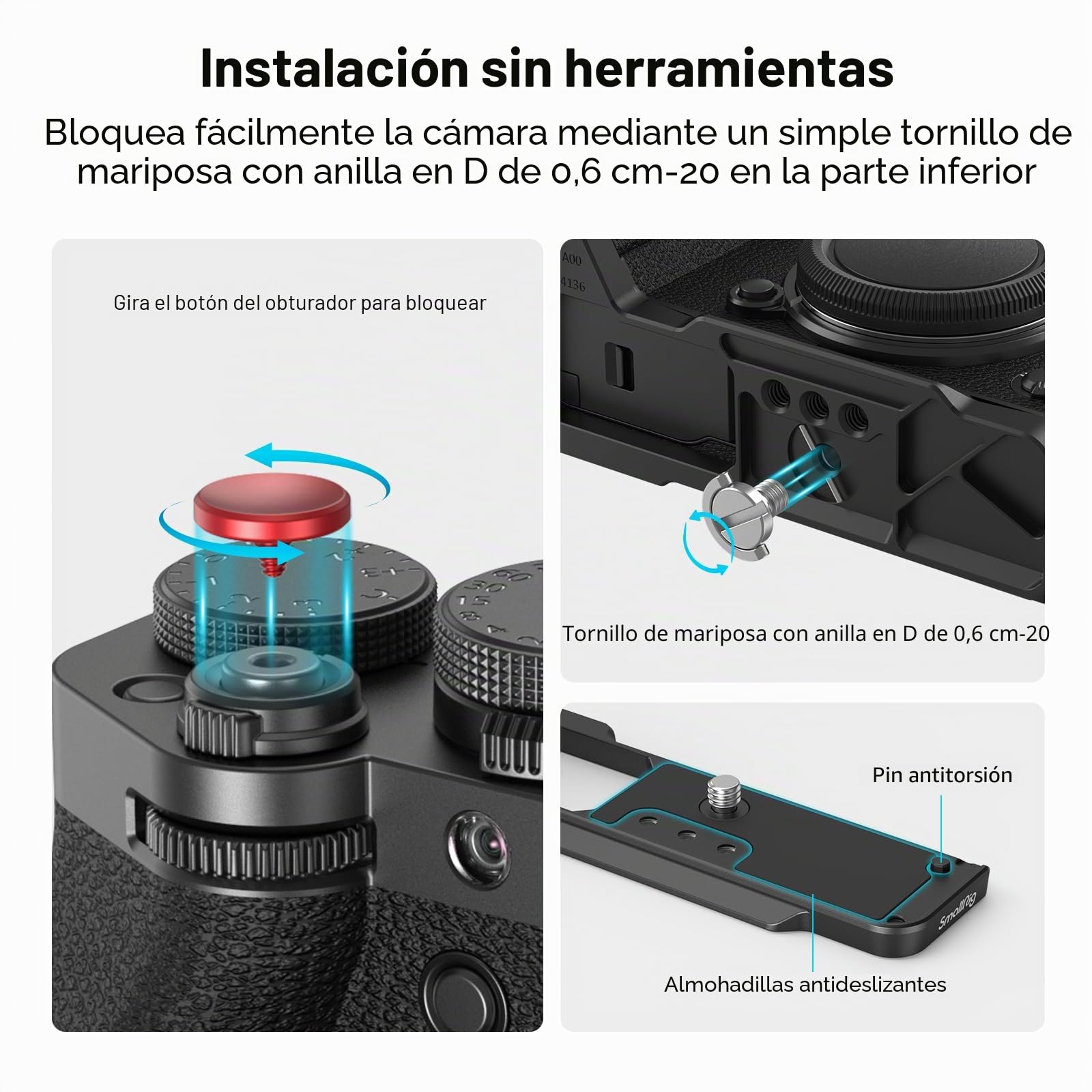 SMALLRIG X-T5 Empuñadura en Forma de L para Cámara FUJIFILM X-T5, Placa de Liberación Rápida Integrada para Arca,Empuñadura Ergonómica de Silicona, Botón de Obturador - 4260