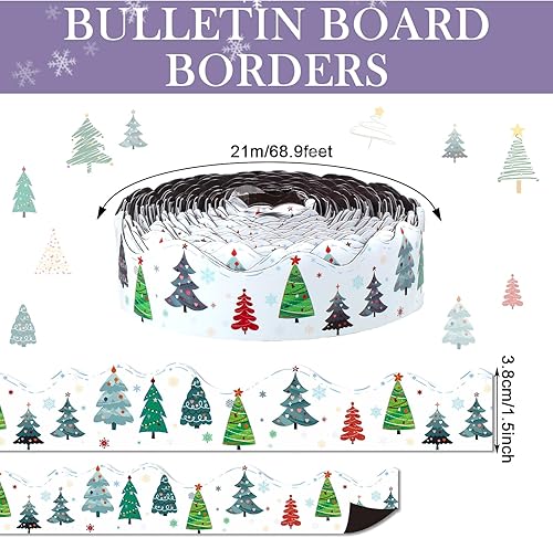 Miniatura 2 de Outus Borde magnético de 68.9 pies para tablón de anuncios de invierno de pinos de invierno, borde magnético, tiras magnéticas para decoración de