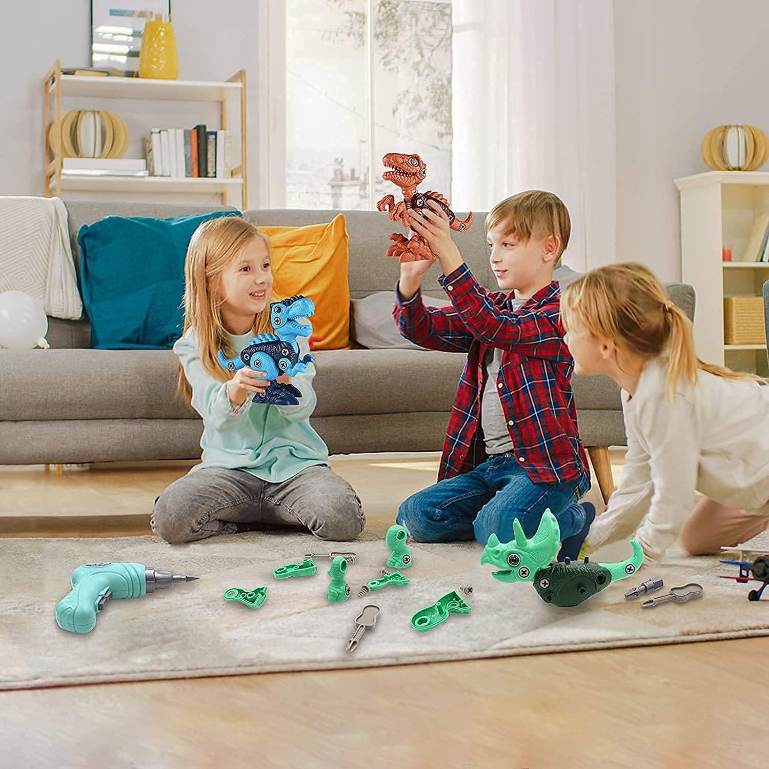 Dinosaur Toys for 3 4 5 6 7 Year Old Boys, Take Apart Dinosaur Toys for Kids 3-5 5-7 STEM Construction Building Kids Toys with Electric Drill, Dinosaur Toys Christmas Birthday Gifts Boys Girls