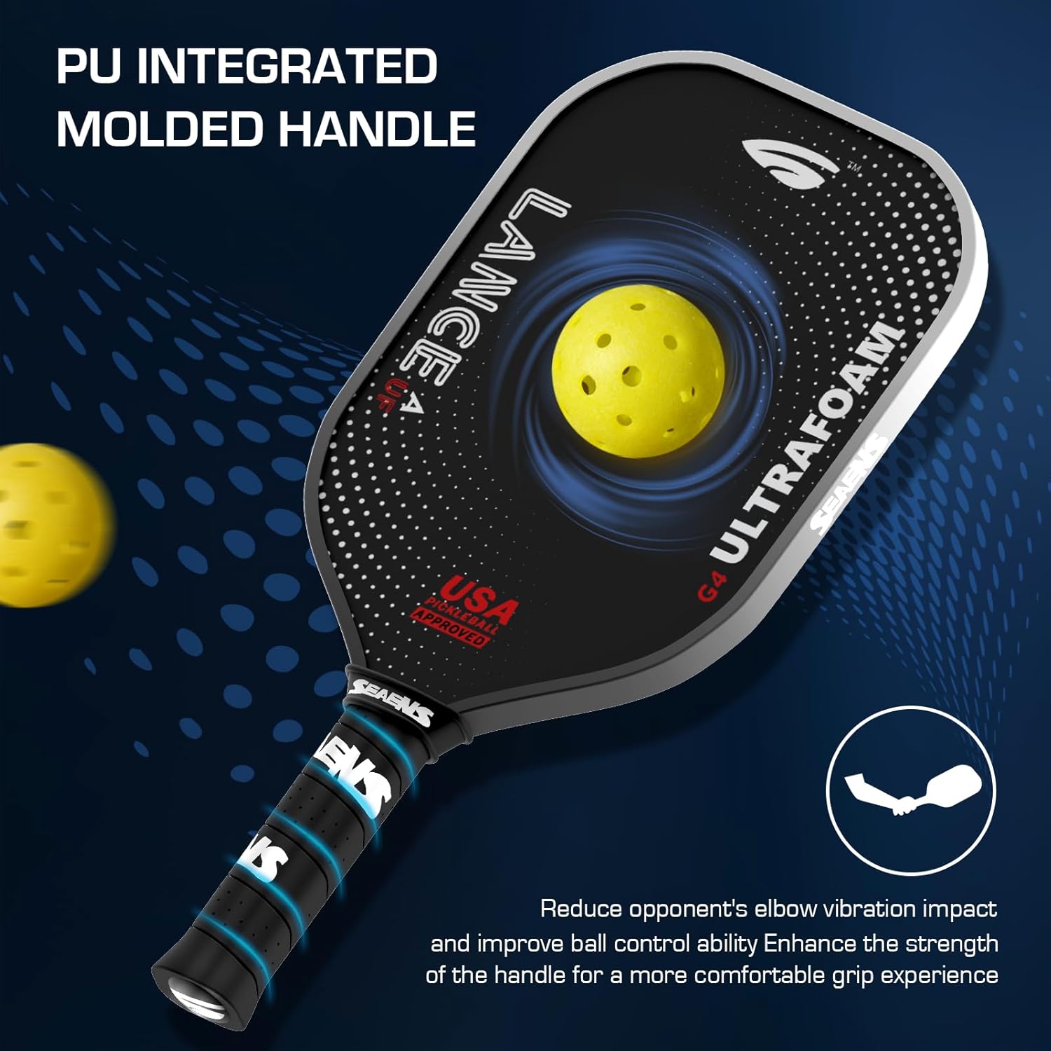 SEAENS Pickleball Paddles, USAP Approved, Five-Layer T700 Carbon Fiber, Gen 4 Pickleball Paddle with a 14mm 100% UltraFoam Core for Ultimate Spin & Consistency, Tournament Level Rackets