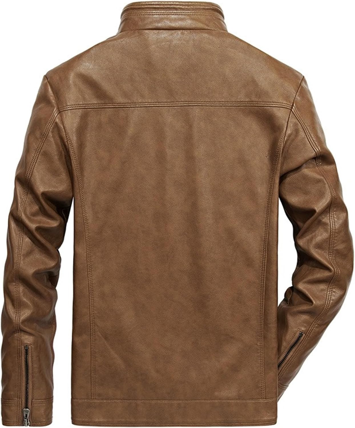 Men's Slim Fit Zip-Up Pu Coat Stand Collar Lightweight Motorcycle Jackets Men's Casual Faux Leather Jacket