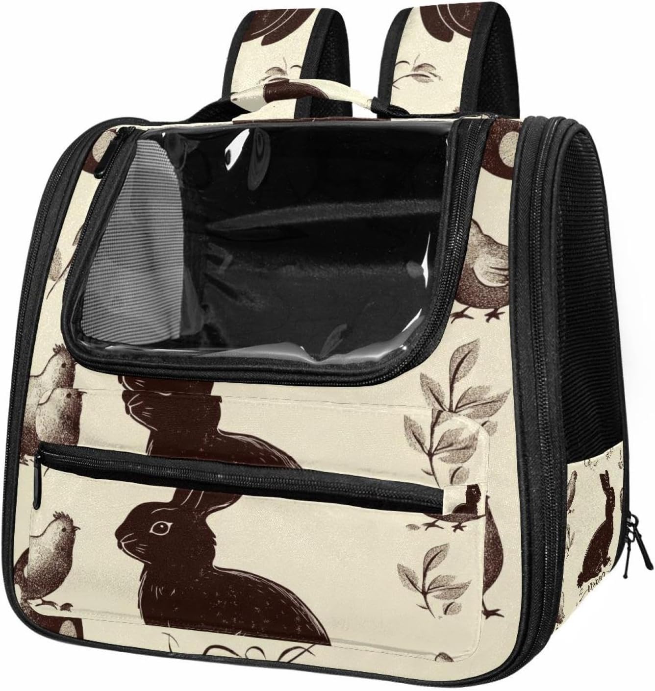 Portable Travel pet Backpack Carrier Hamster Bag Small Dog cat Carrier Breathable Hang Bag, Holy Easter Bunny Easter Eggs