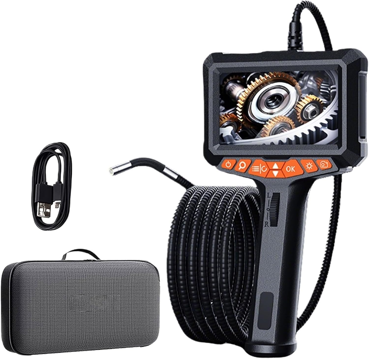 360 ° Rotating Industrial Endoscope 5-inch IPS Two-Way Industrial Piping Borescope Camera for Auto Repair Cars Endoscope(6.5 mm 5 inch)