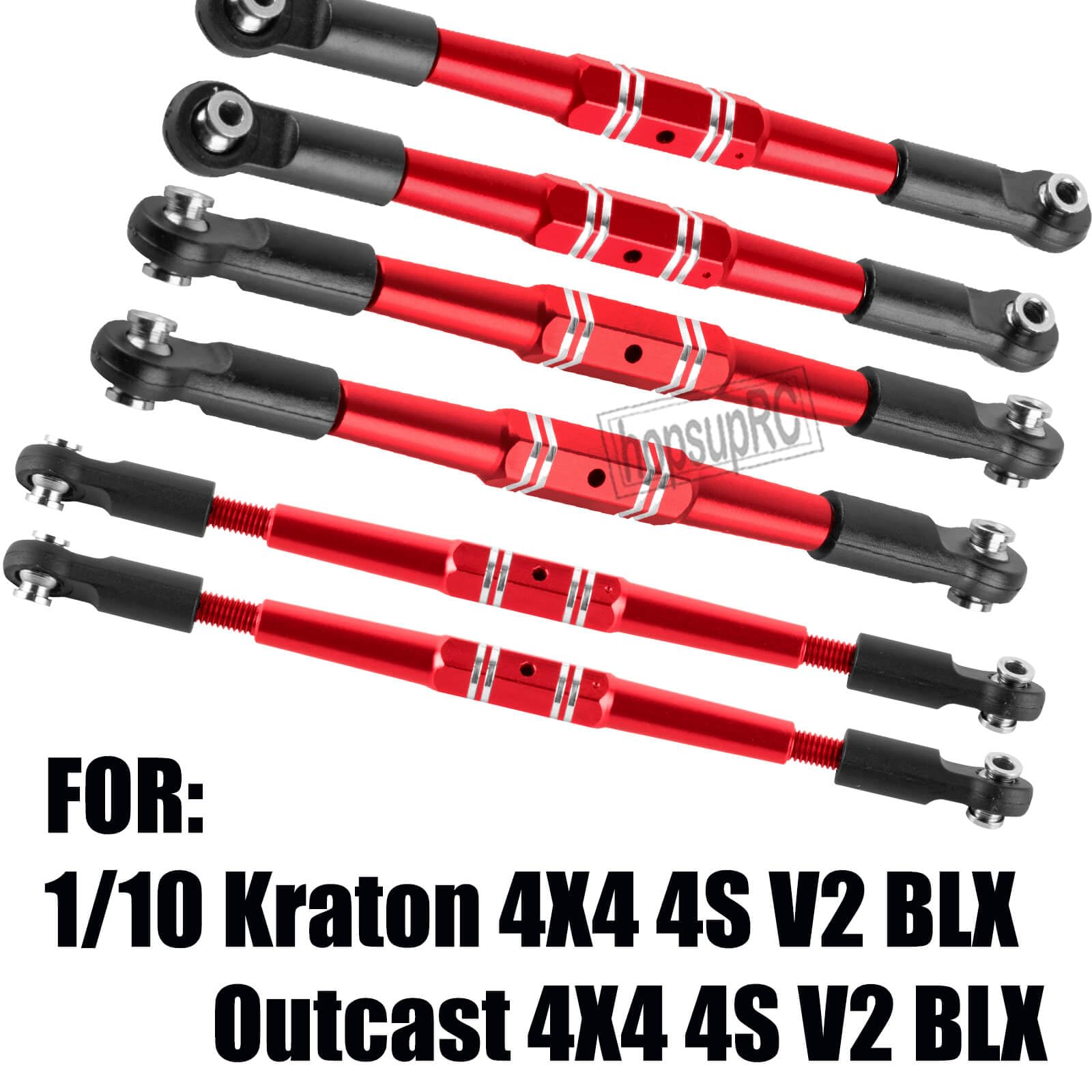 hopsupRC Upgrades Part Adjustable Turnbuckles Camber Links Toe Link for 1/10 Kraton 4X4 4S V2 BLX,Outcast 4X4 4S V2 BLX RC Car.Adjustable Turnbuckles Links Hops Up.Red
