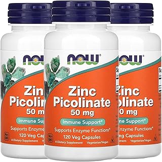 NOW Foods Now Foods Zinc Picolinate, 50 mg, 120 Veg Capsules, 3 Pack
