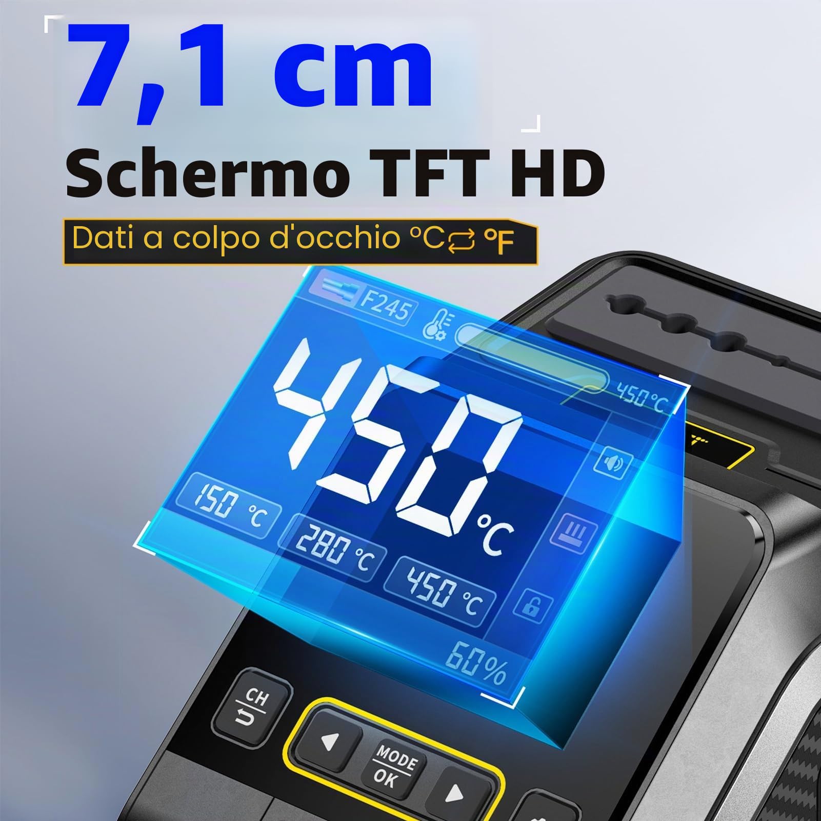 DEWIN Stazione di Saldatura a Stagno,200W 100°C-450°C Temperatura Stazione Saldatura Professionale Stazion Saldant con Spegnimento Automatico e Calibrazione