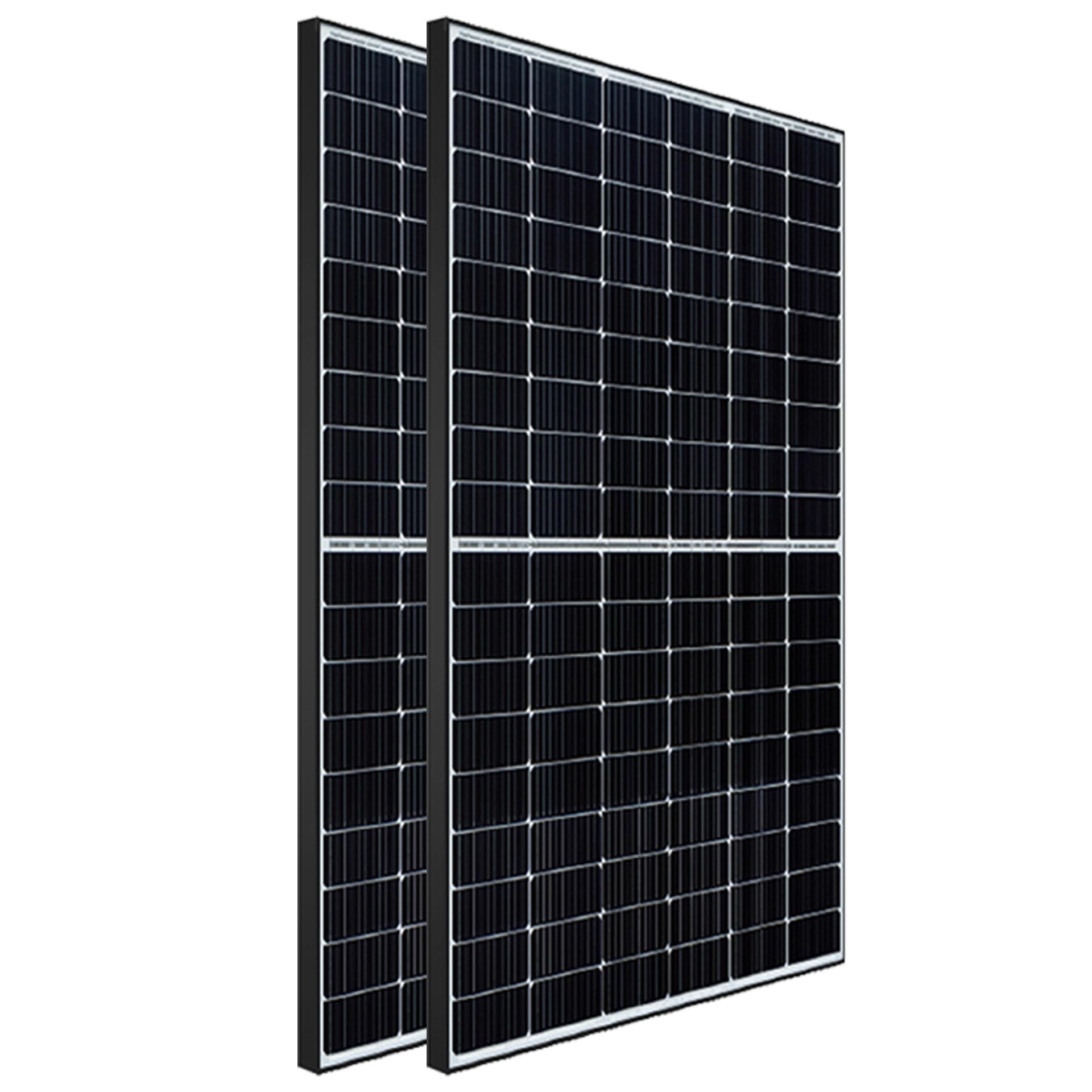 Solarmodul 450W Black Frame, Bifazial Monokristallines Solarpanel Einzelsolarmodul, Photovoltaik PV Anlage für Haus Dach Terrasse Balkon, 2 Stück