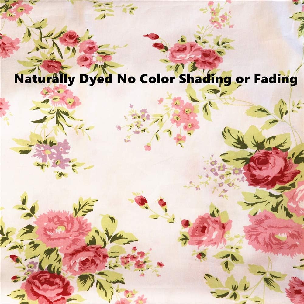White 600 Thread Count Cotton Pillowcase Set, Red Flower Printed Standard Size Fade Resistant Pillow Covers