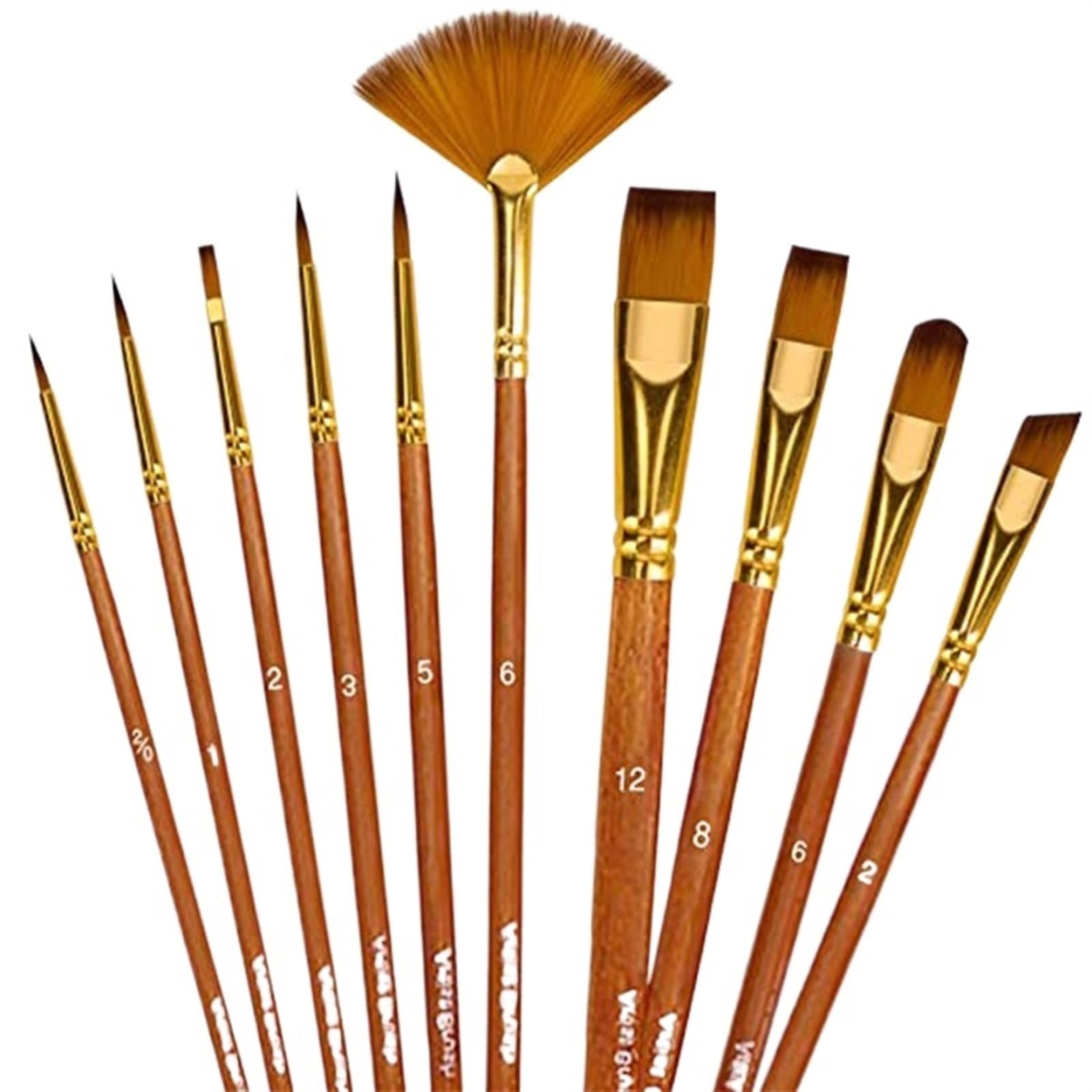 Pincel profesional, Juego de 10 pinceles de pintura, cepillo de pelo de nailon for pintura acrílica, pintura al óleo, acuarela, bricolaje, pincel artístico for estudiantes, suministros de arte, pincel