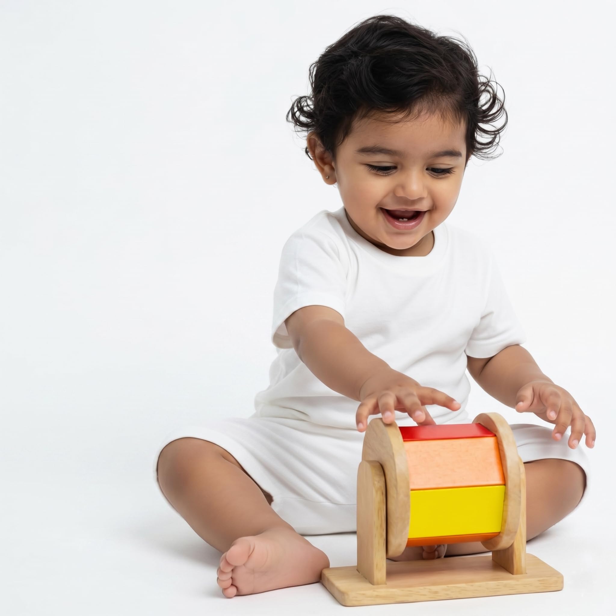 Montessori Rotating Drum Wooden Toy for Infants 6-12 Months Rainbow Montessori Spinning Drum Music Mirror Drum-image-35