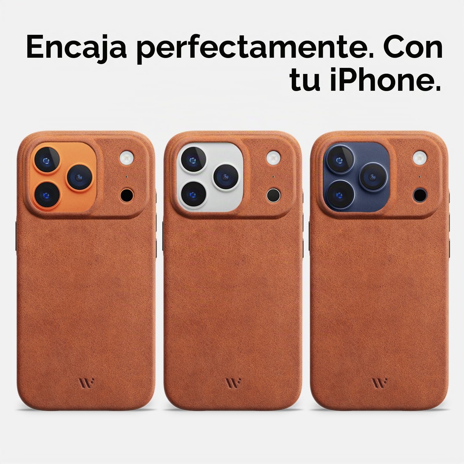 WIIUKA Funda para iPhone 17 Pro, piel de Alemania, funda de piel extrafina, funda premium para teléfono móvil, funda para teléfono móvil, funda qi, skiin more, vintage coñac