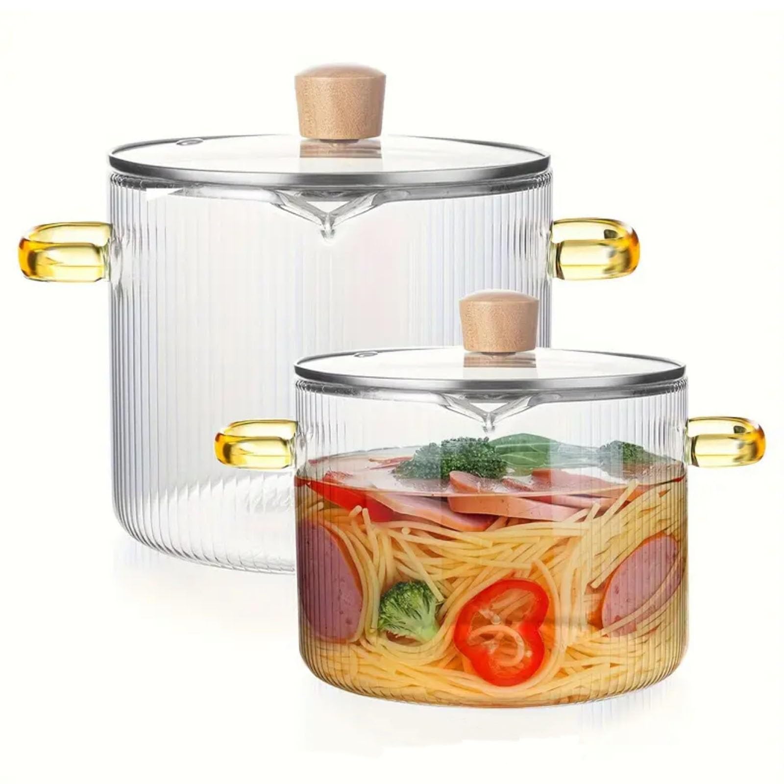 Klarglas-Schmortopf, hochwertiges Borosilikatglas für Suppe, Instant-Nudeln und mehr – ideal zum Kochen zu Hause und Versammlungen
