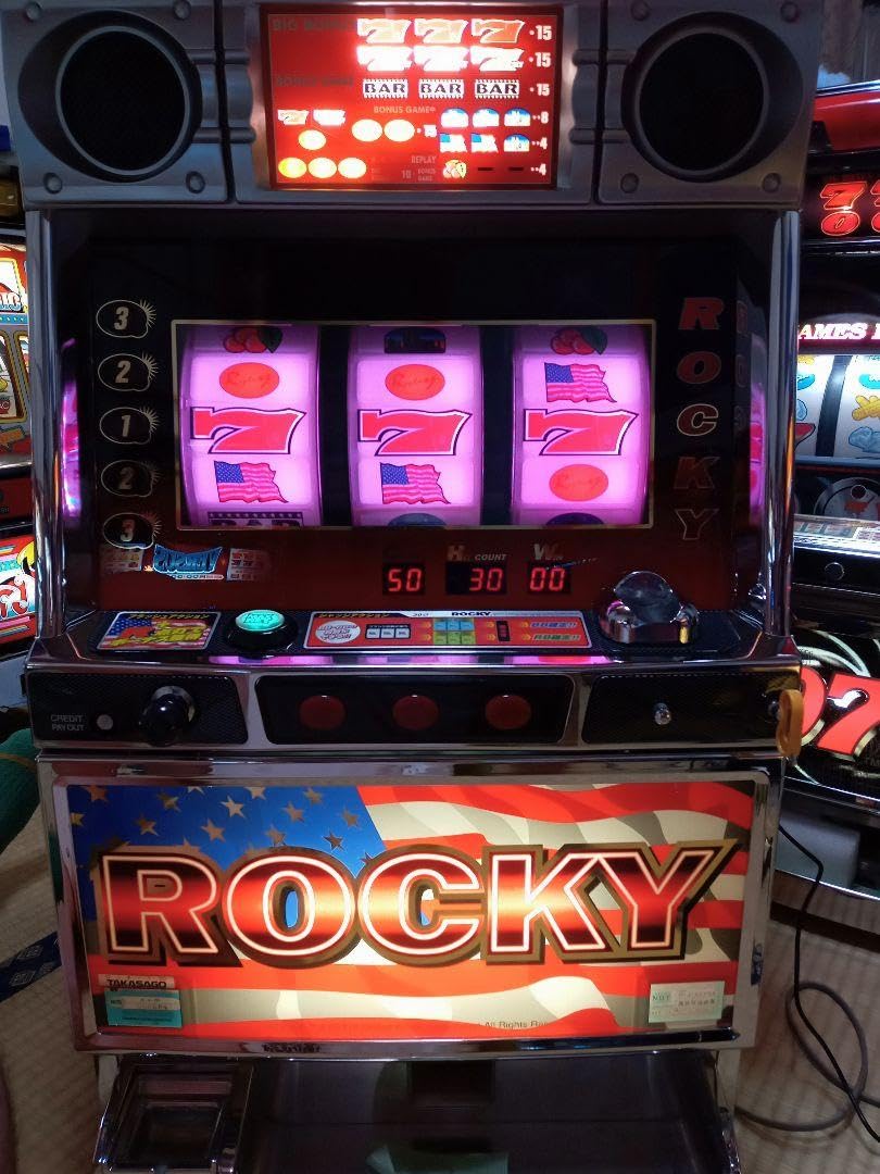 【パチスロ実機】高砂★ロッキー【オートプレイ付コイン不要機付】４号機・レア・人気 パチスロ実機】高砂☆ロッキー【オートプレイ付コイン不要機付