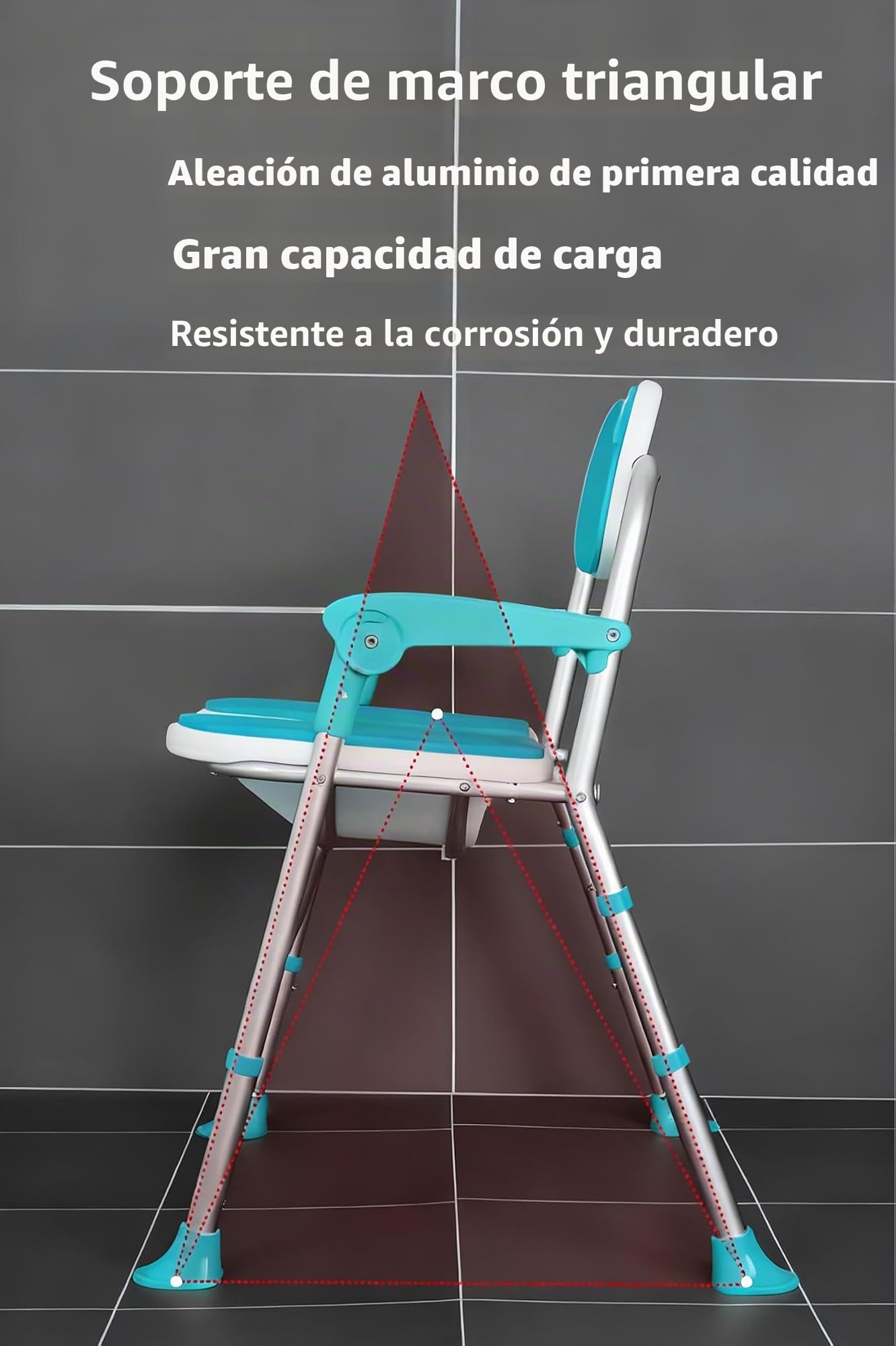 Silla de Ducha para Personas Mayores, Silla de Ducha Plegable, Silla de Baño Ancianos con Diseño Cóncavo 3D, Reposabrazos y Respaldo, Asiento de Ducha Altura Regulable, Soporta hasta 180 kg