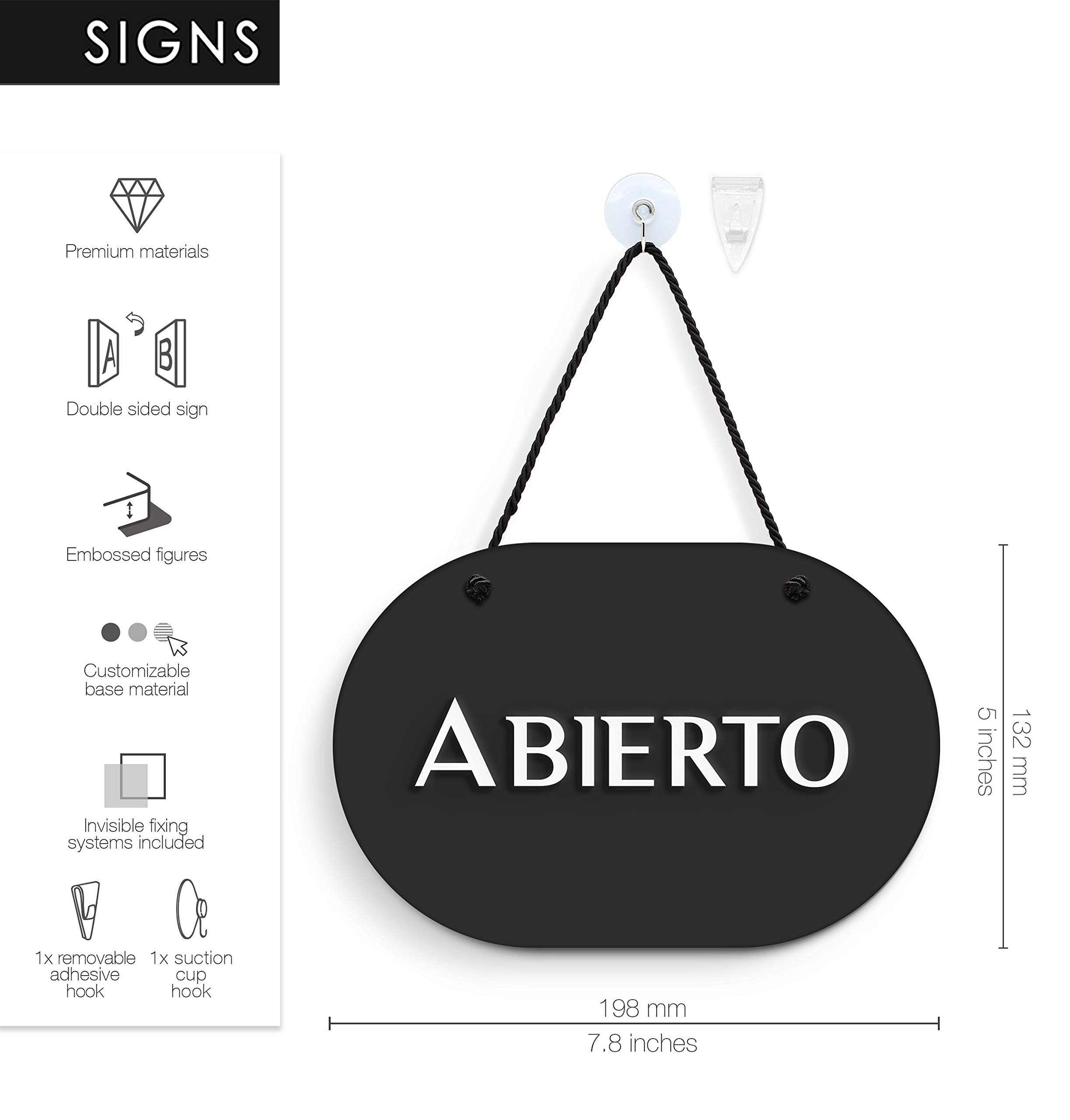 SIGNS - Ovale Elegante - Cartello Abierto/Cerrado a rilievo [OC38] Insegna per porta vetrina ingresso di Bar, Pub, Ristorante o Negozio