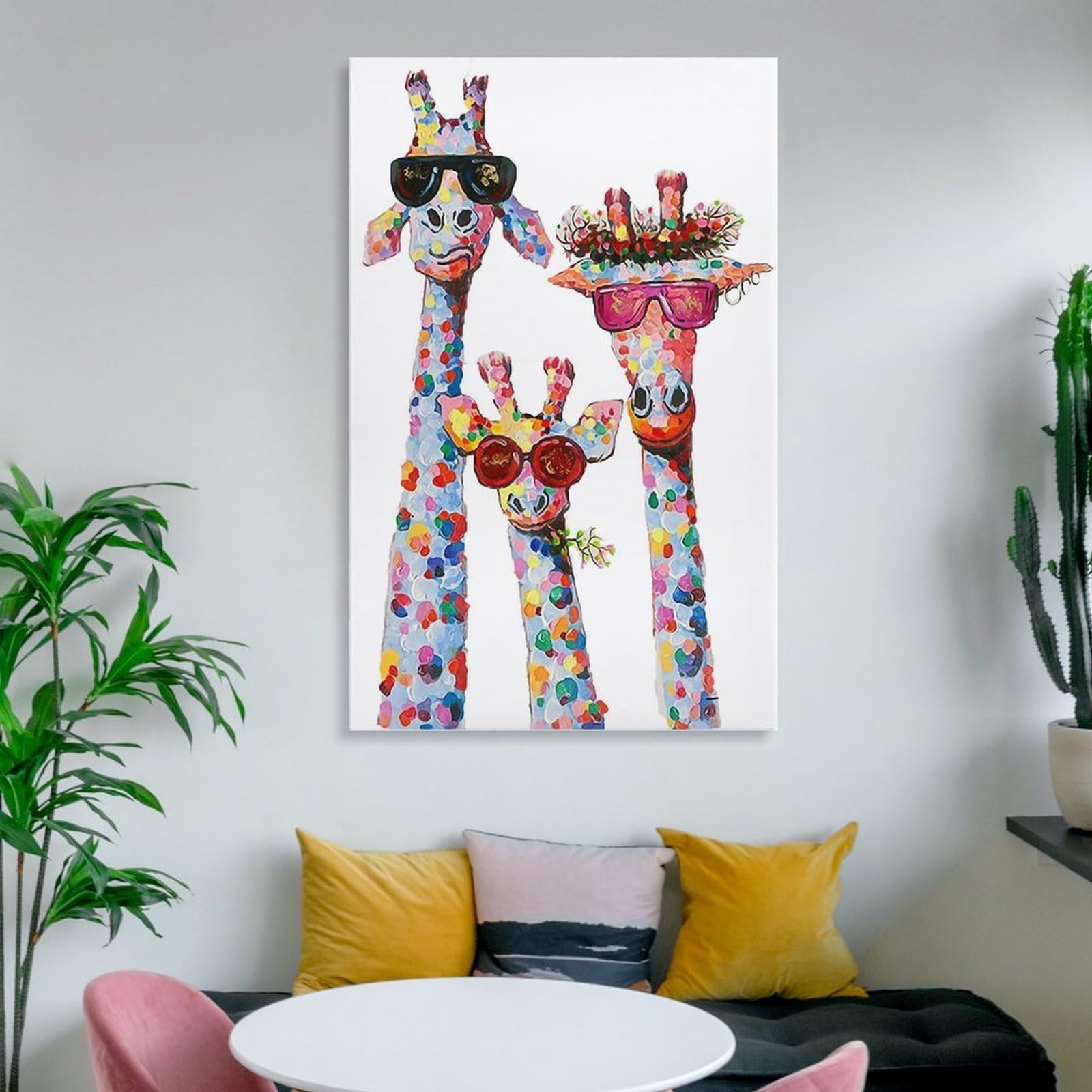 Amazon.co.jp: バンクシー 絵画メガネをかけたキリン一家 アートパネル