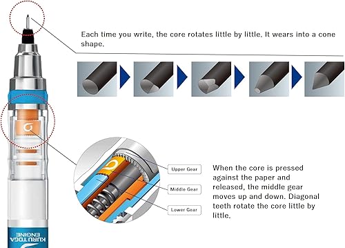 Miniatura 3 de Uni Alpha Gel Switch - Lápiz mecánico de 0.020in, cuerpo negro con adhesivo Kanji Love