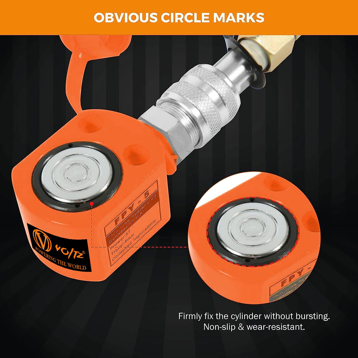 VOLTZ VZ-FPY-5T + CP180 Hydraulic Cylinders Jack With Hand Pump CP