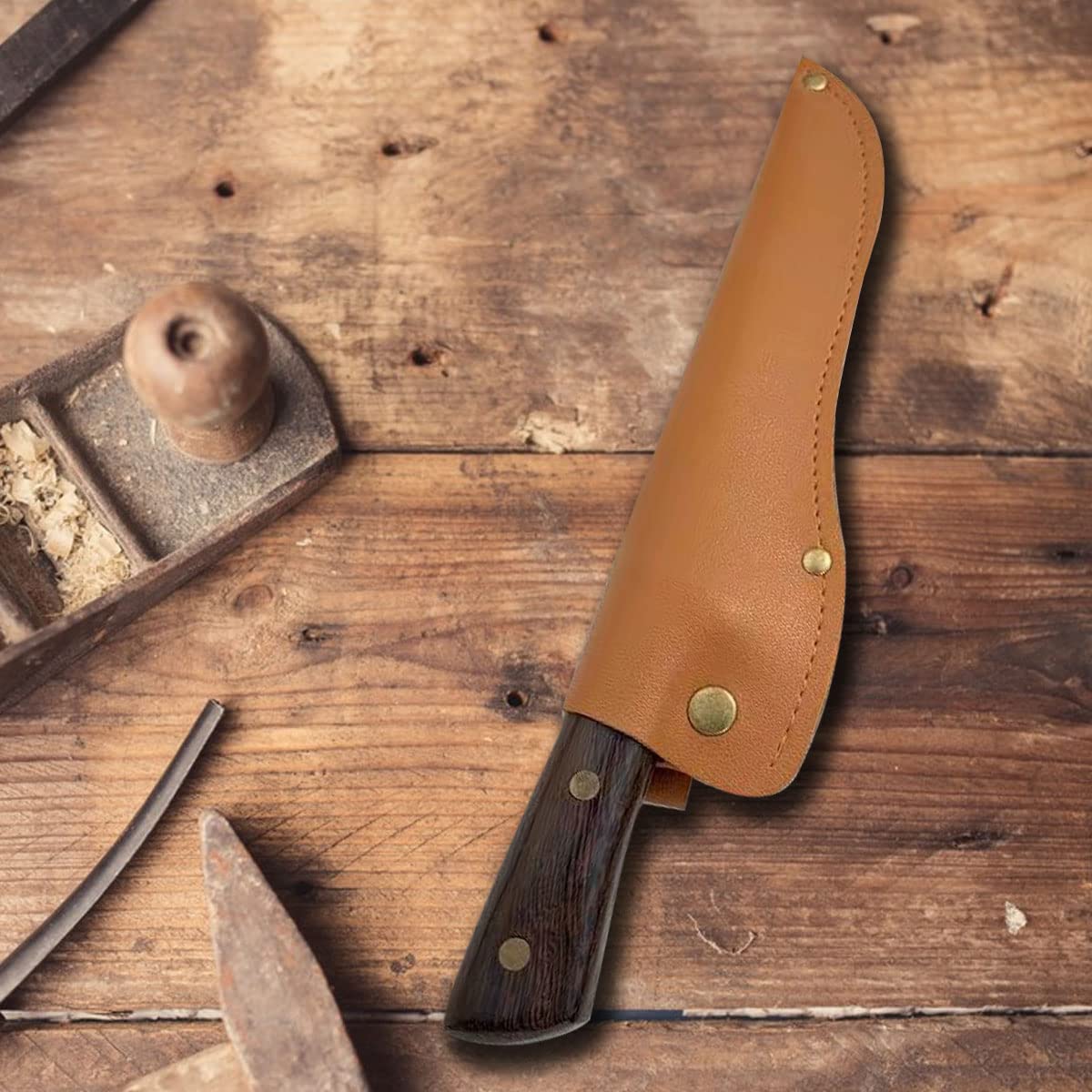 Fodero in Pelle di Alta qualità per la Caccia, Il Tempo Libero e la Cucina ，Custodia per coltelli da Cintura in Pelle Extra Spessa ，Fodera in pelle PU, custodia universale del coltello del macellaio