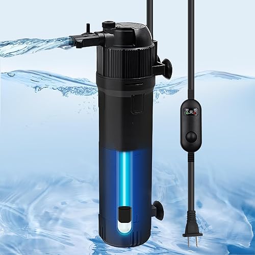 Filtro de acuario con luz U-V, filtro sumergible para acuario - Filtro de acuario para acuario de 40 a 120 galones, filtro U-V para acuario