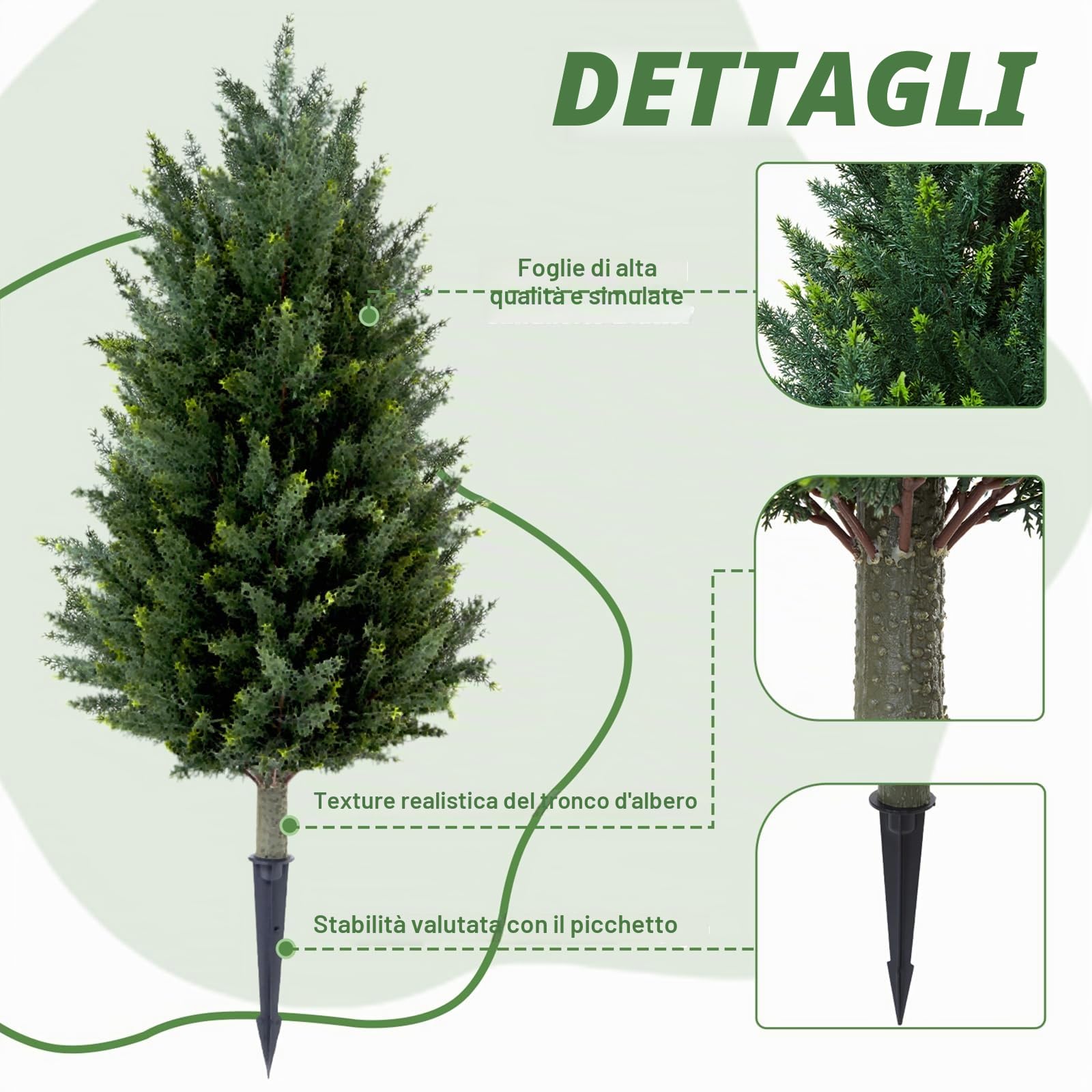 Tutte le piante di pino artificiale alta 90 cm, in plastica, resistenti ai raggi UV, per interni ed esterni, ufficio, soggiorno, camera da letto e giardino decorazione con nastri luminosi, 2 pezzi