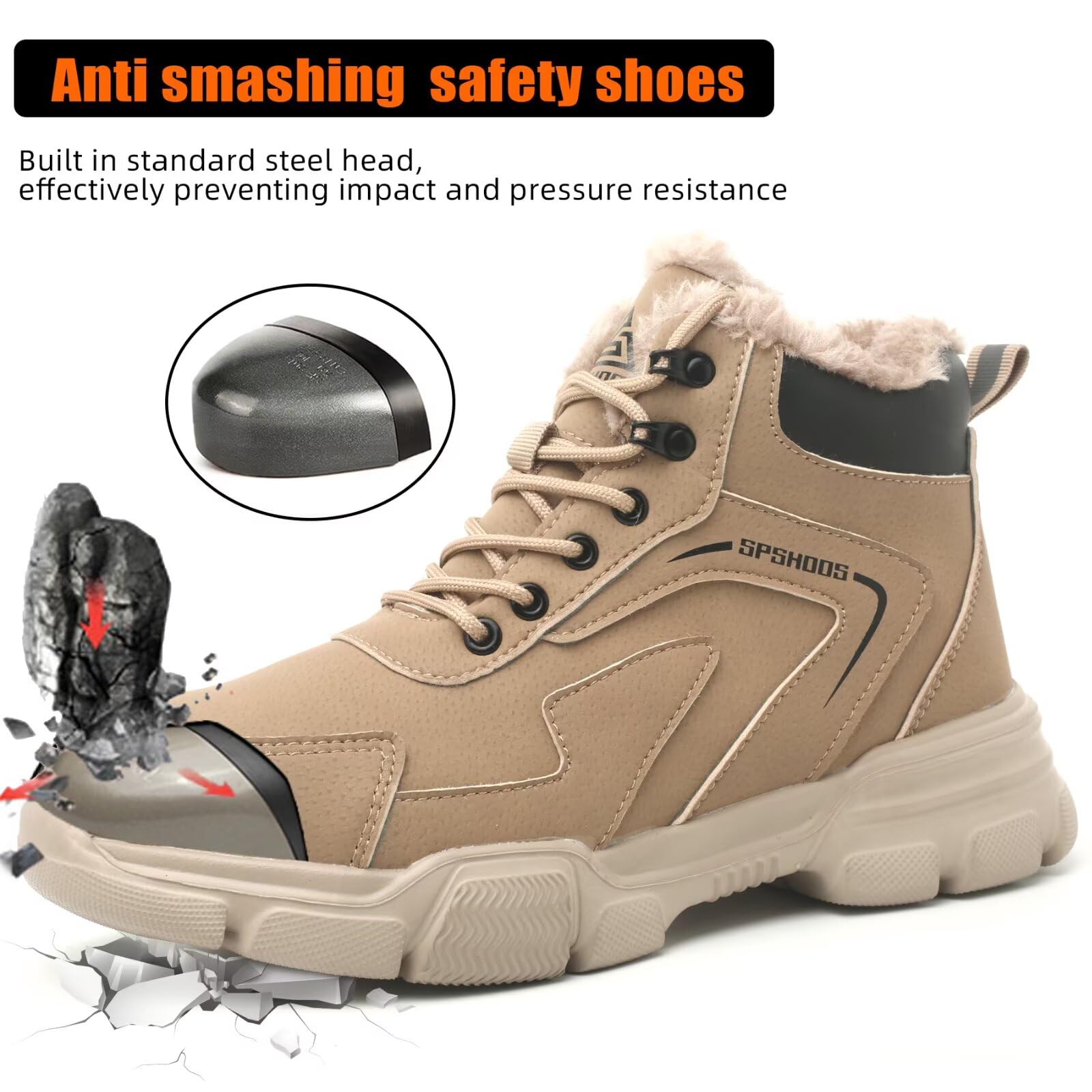 Scarpe Antinfortunistiche Invernali Uomo Donna Scarpe da Lavoro Stivali di Sicurezza Antiscivolo Impermeabili Caldi con Puntale in Acciaio