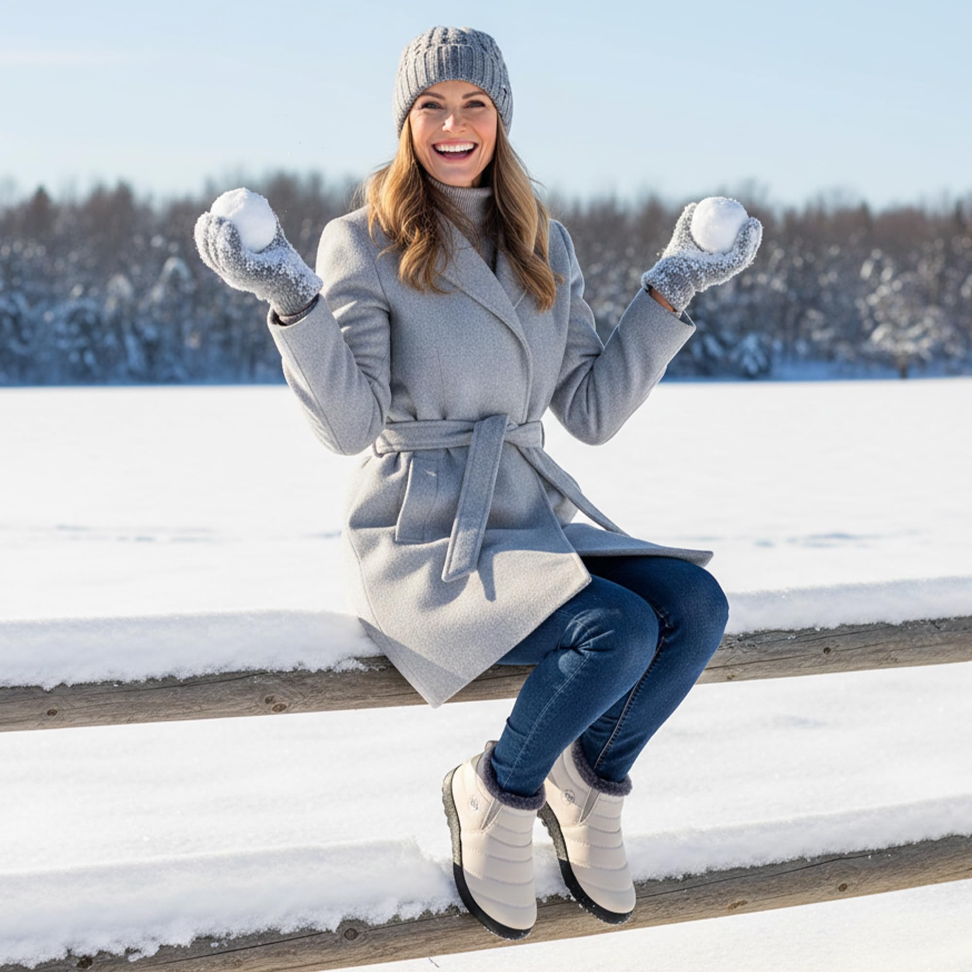 DUOYANGJIASHA Womens Snow Boots Winter Shoes Warm Fur Lined Ankle Booties Waterproof Comfortable Boots for Women