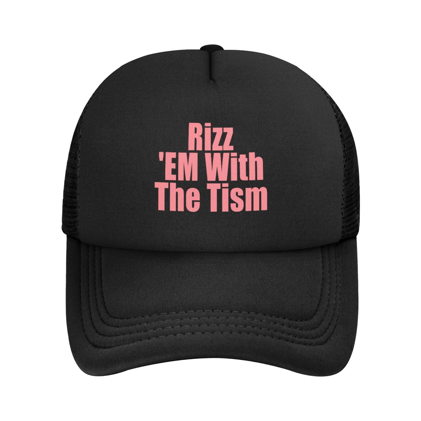 Oudrspo Unisex As Pic Rizz 'Em With The Tism Stylish Trucker Hat Mesh Baseball Cap For Adults-Adjustableblack