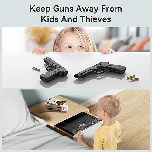 Miniatura 21 de Gun Safe, Biometric Gun Safes for Pistols with LCD Display of Temperature Humidity, Fingerprint Quick Access Pistol Safe Solid Handgun Safe