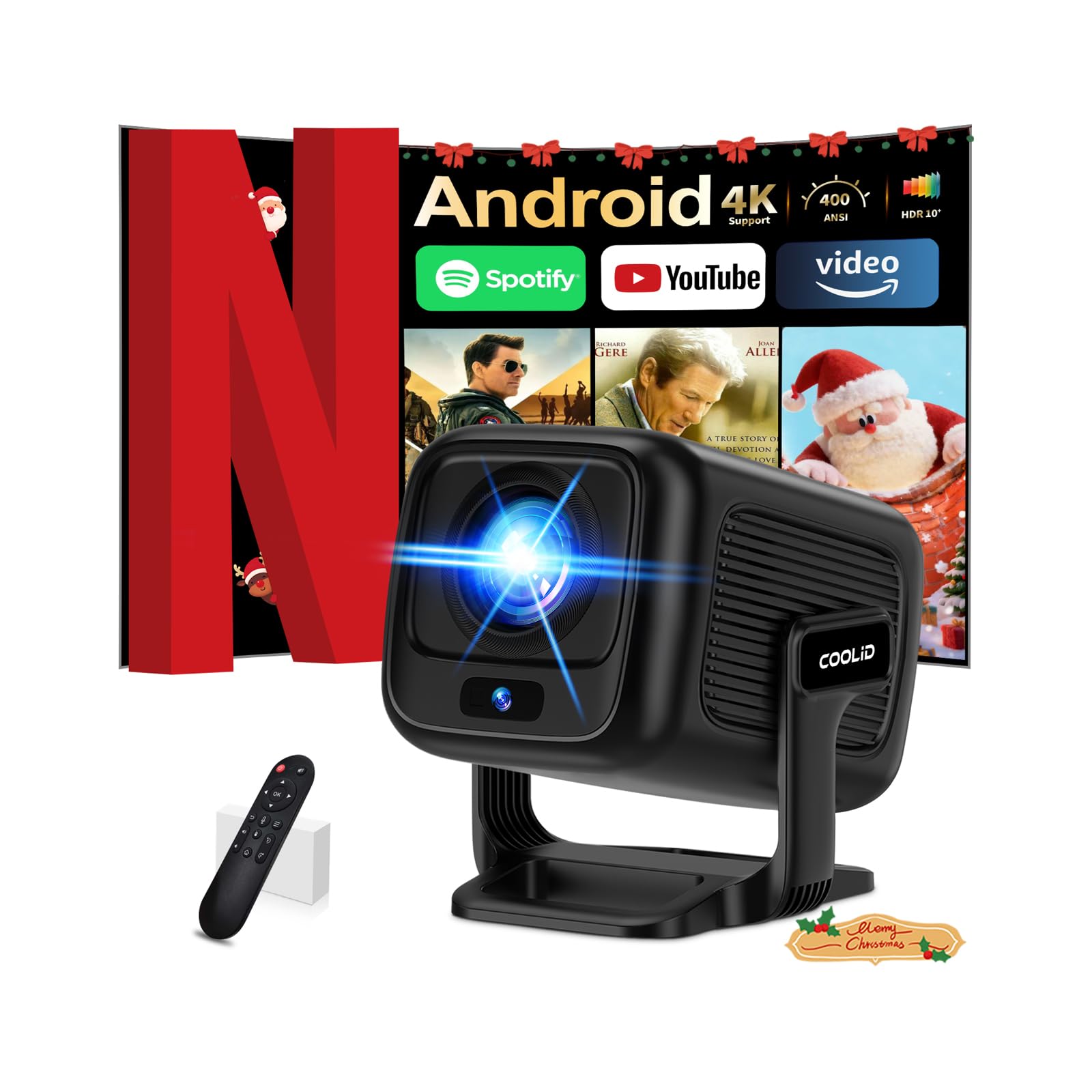 Proiettore Portatile 1080P HD, Mini Proiettore WiFi 6 Bluetooth 5.4 Videoproiettore Focus Elettronico Auto Keystone App Integrata, iOS/Android TV/Chiavetta TV/USB/Laptop