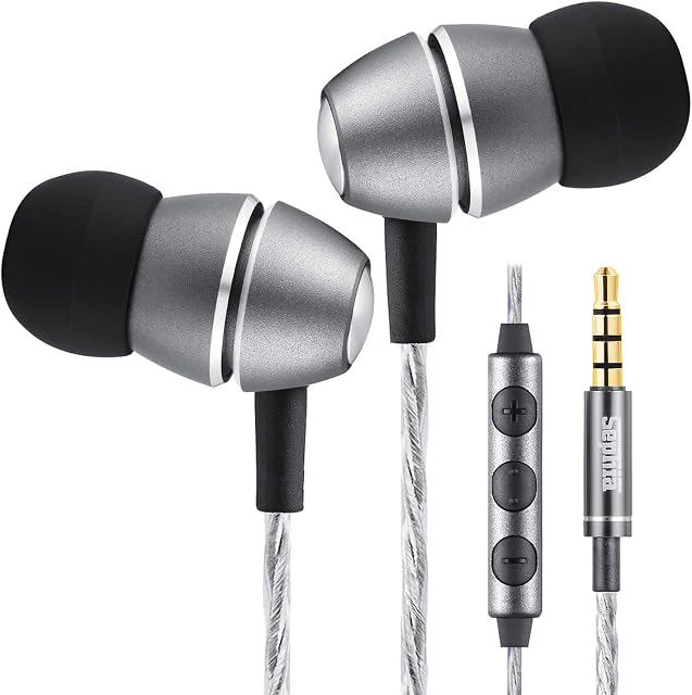 sephia Earphones Wired In-Ear Headphones with Microphone Volume Control Noise Isolating Earbuds Stereo Case 3.5mm Jack Deep Bass