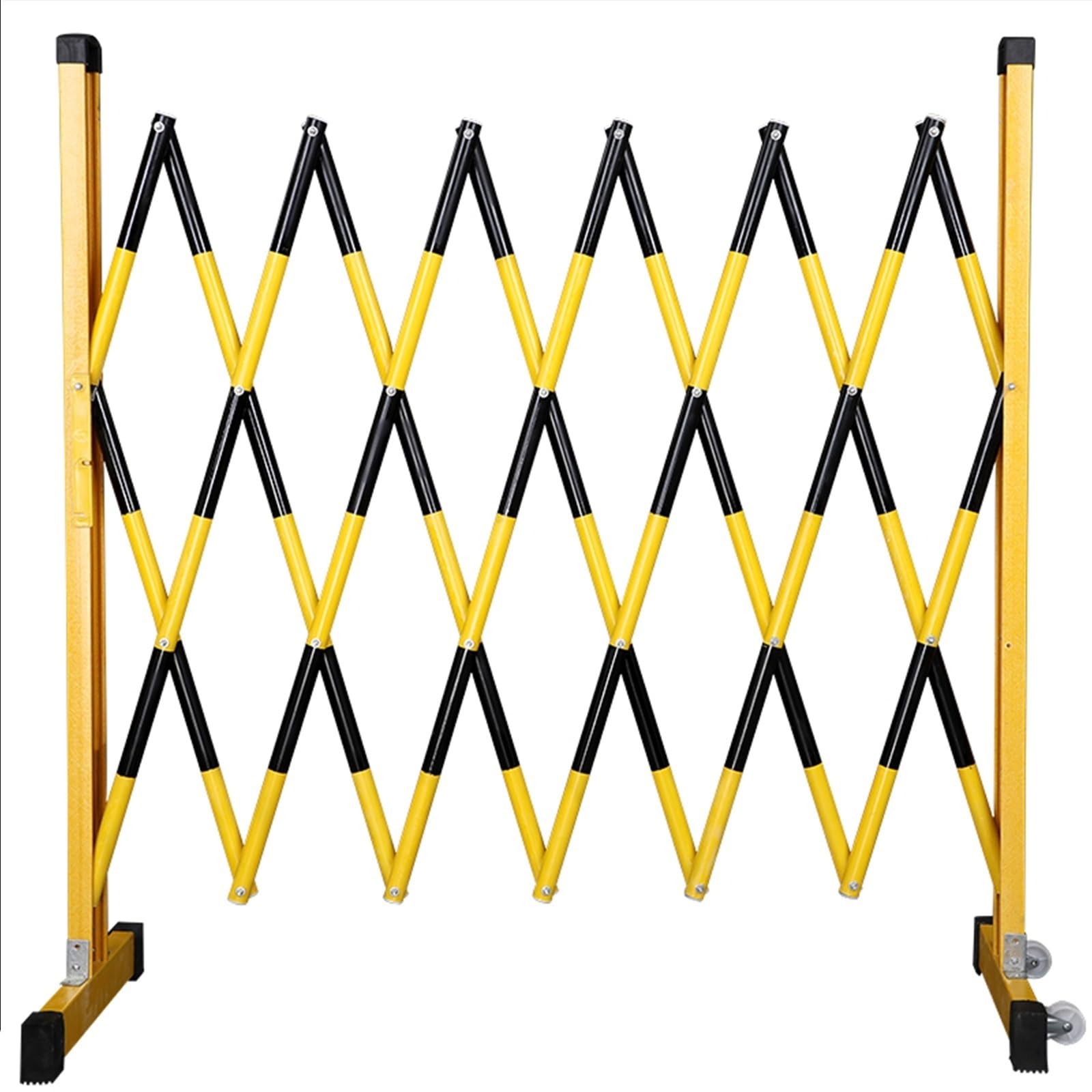 WOTZOV Expandable Mobile Barrier Traffic Fence, Outdoor Retractable Traffic Fence Flexible Industrial Expandable Barricade Portable Security Barrier For Crowd Control Warnings,Noir 120x200cm