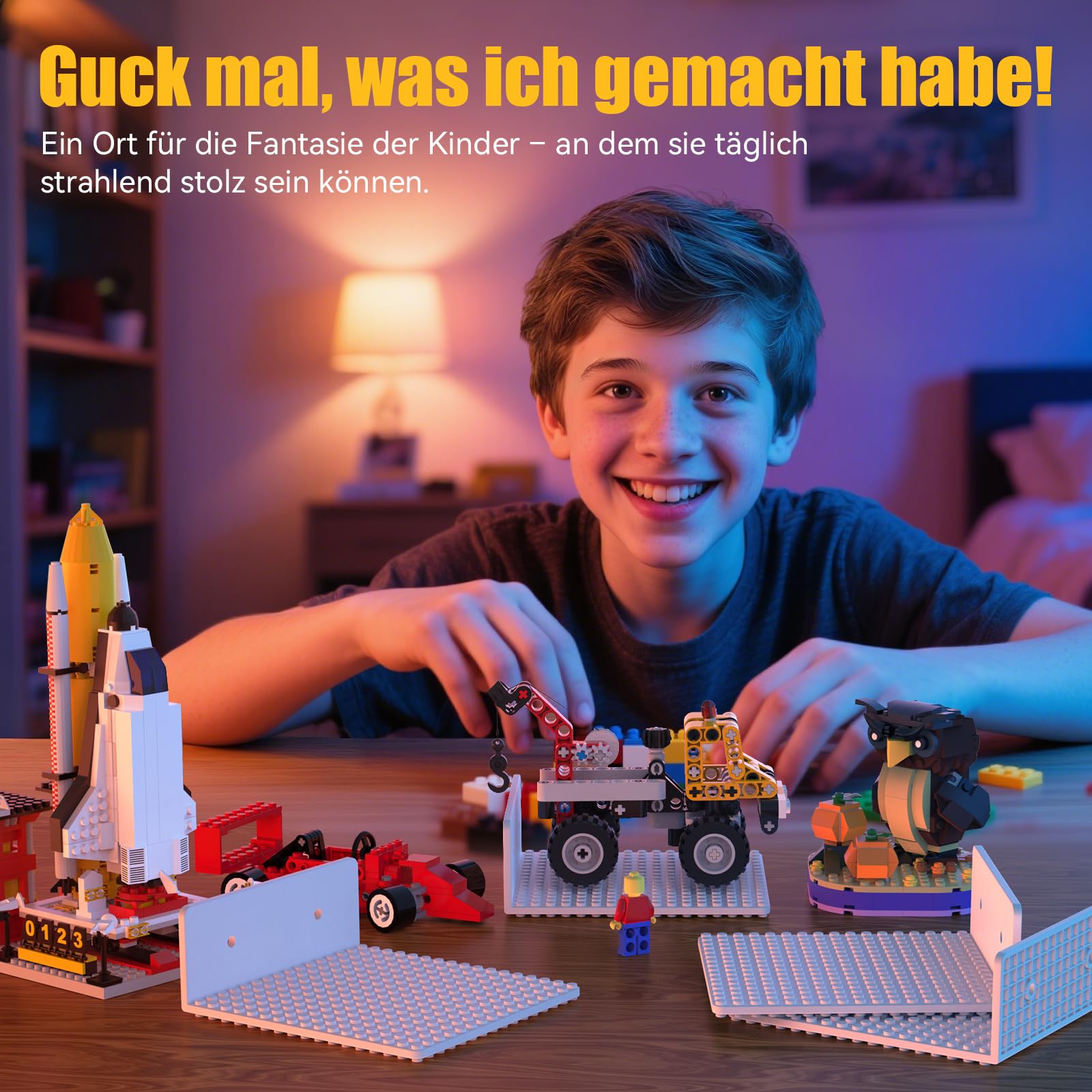 12er-Set Regal Wandregal Bausteine, ABS Schweberegal & Wandboards | 12,7x14cm mit beidseitig 16x17 Noppen, Vitrine & Display für Baustein Minifiguren, Weiß