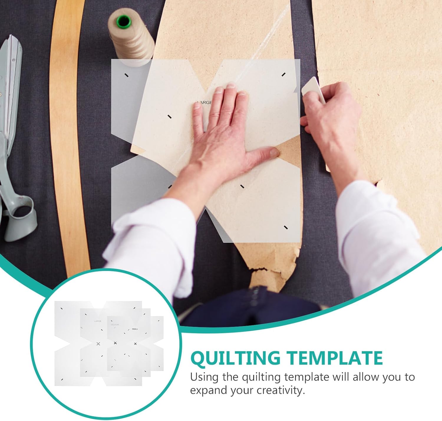Kichvoe 3pcs Acrylic Sewing Ruler Bowl Mat Patchwork Template for Quilting DIY Craft with 8", 10", 12" Sizes, Acrylic Bowl Wrap Templates for Sewing Enthusiasts
