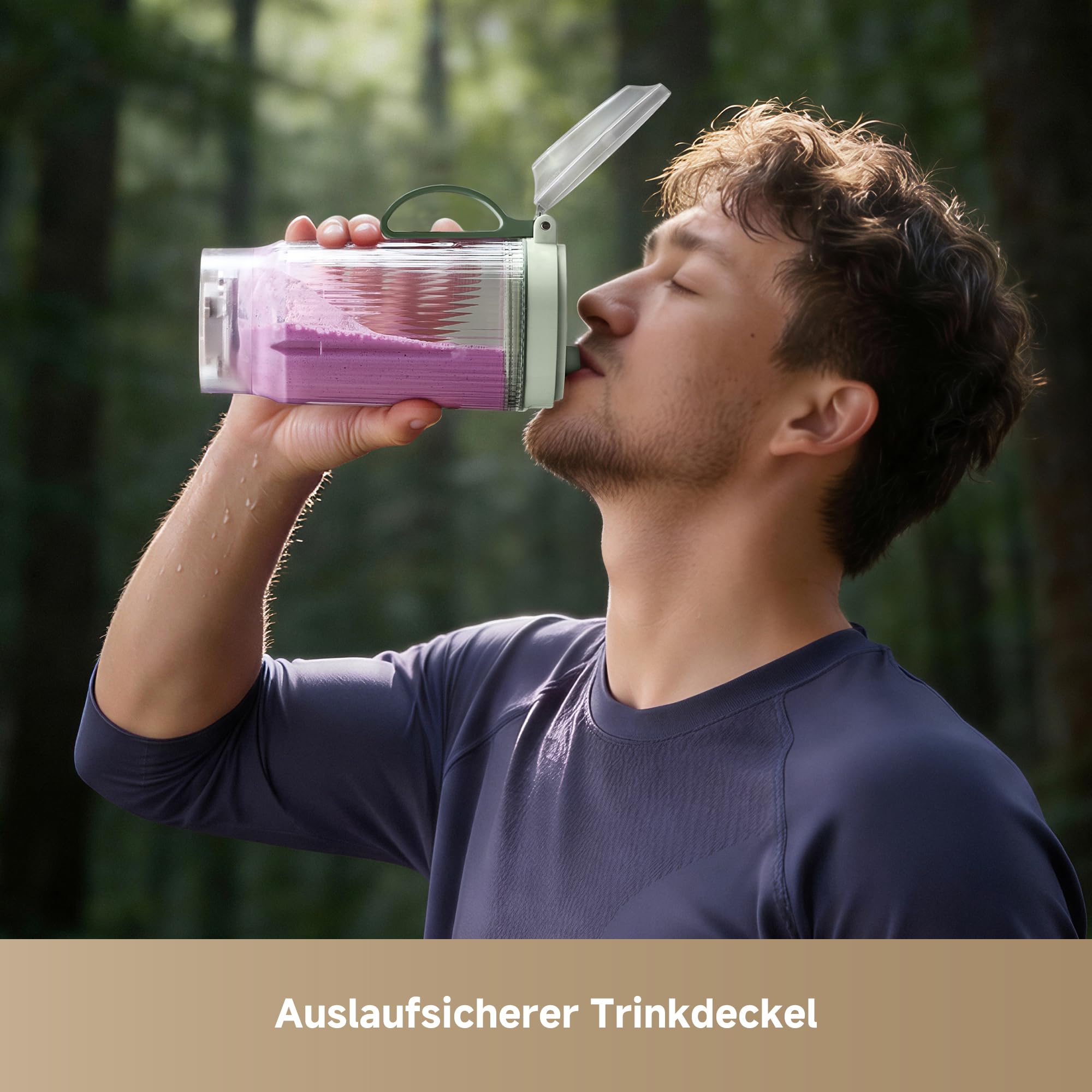 DREAME PortFresh Tragbarer Mixer,Abnehmbares Motorgehäuse, Schnellladen, 880 ml BPA-freier Mixbecher (500 ml Mixkapazität), 5 voreingestellte Funktionen, Selbstreinigungsmodus,Spülmaschinenfest,Grün