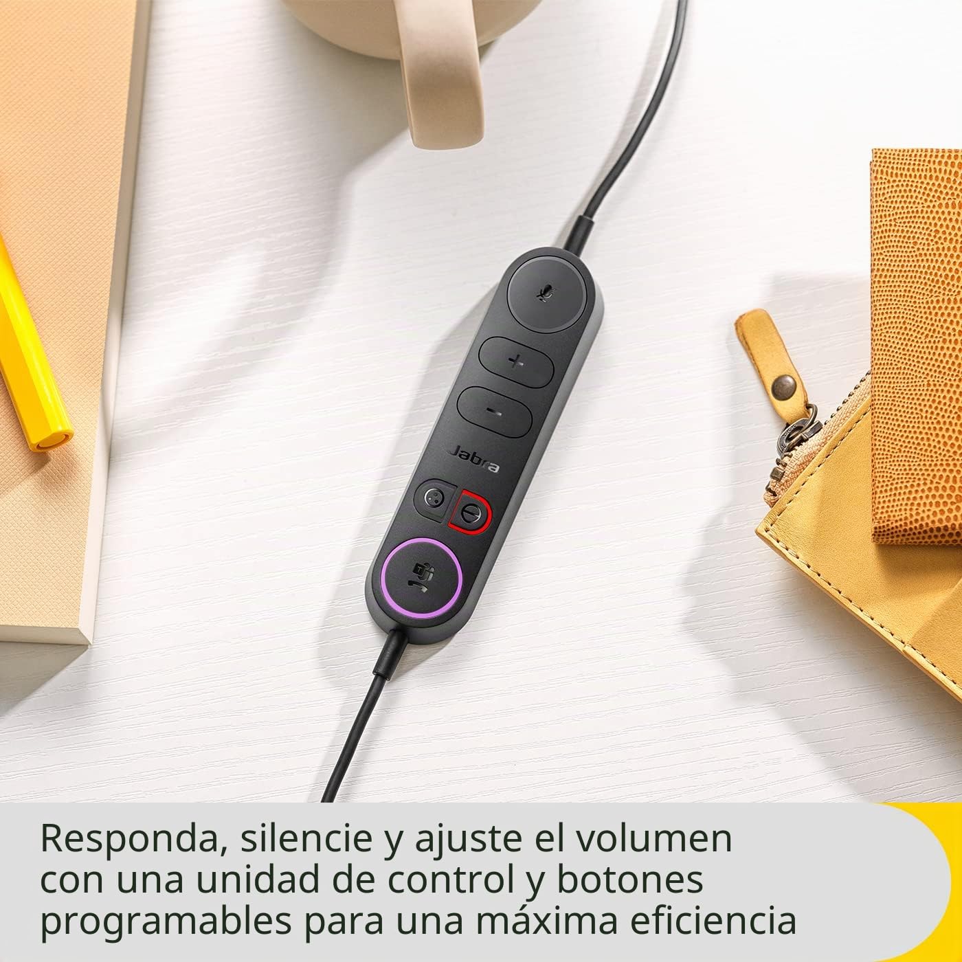 Jabra Engage 40 Auriculares Estéreo con cable, Inline Call Control, 2 micrófonos, cancelación de ruido, ultraligero, cable USB-A, Certificado para MS Teams, funciona con todas las plataformas, Negro