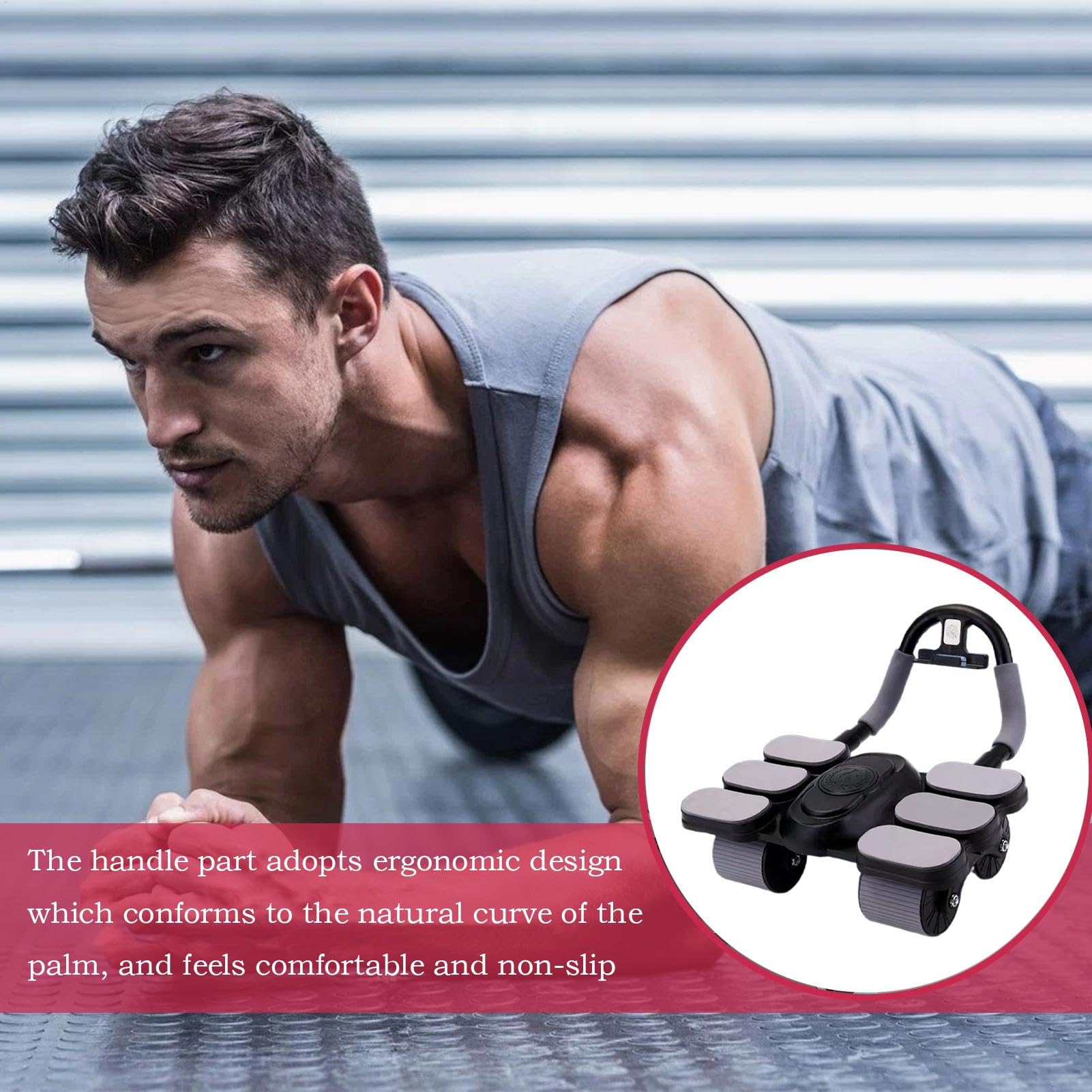 Rullo per addominali a quattro ruote, supporto per gomiti, ruota per esercizi addominali, allenamento di base, attrezzatura fitness per palestra domestica, macchina per allenamento di stabilità, per
