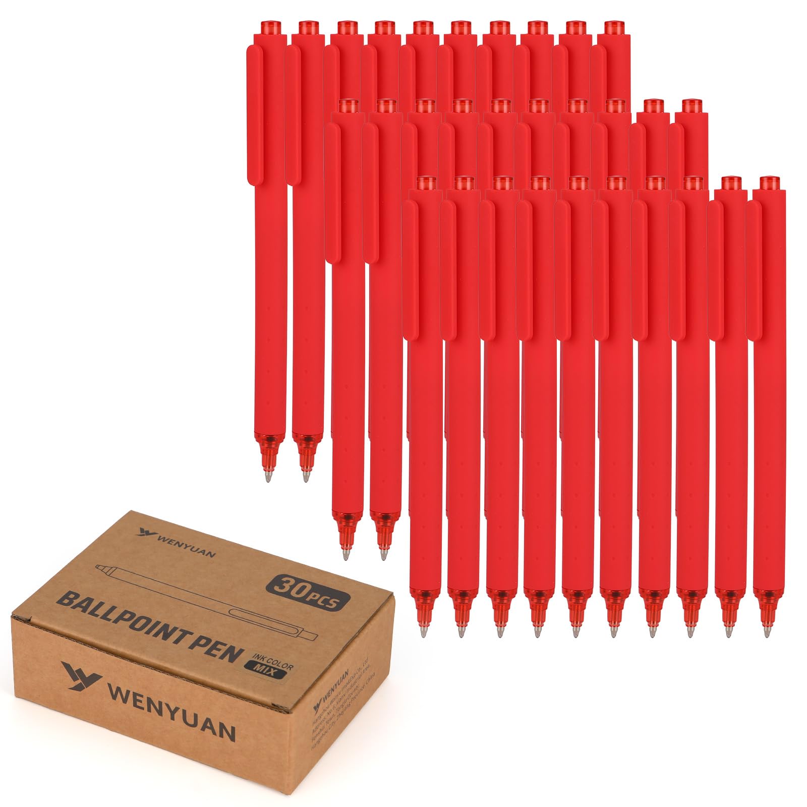 WY WENYUAN Lot de 30 stylos à encre gel rouge, pointe grasse de 1 mm, stylos à bille rétractables pour une écriture fluide, idéal pour l'école, le bureau, le journal, la prise de notes et la