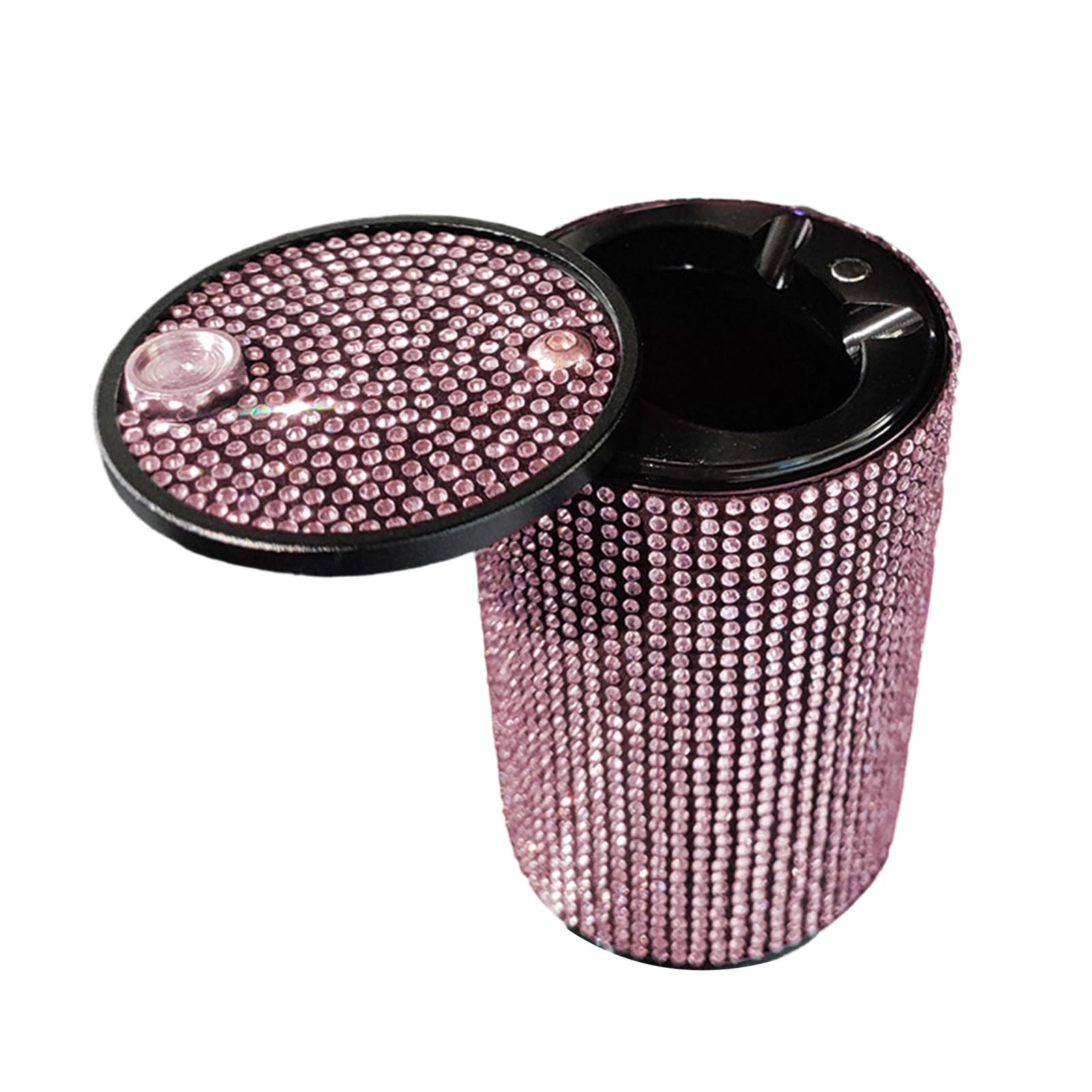 Delicate Crystal Stone Auto Ashtray with LED Light and Rotating Lid Car Accessories for Vehicle Interior Accessories Windproof Ashtray