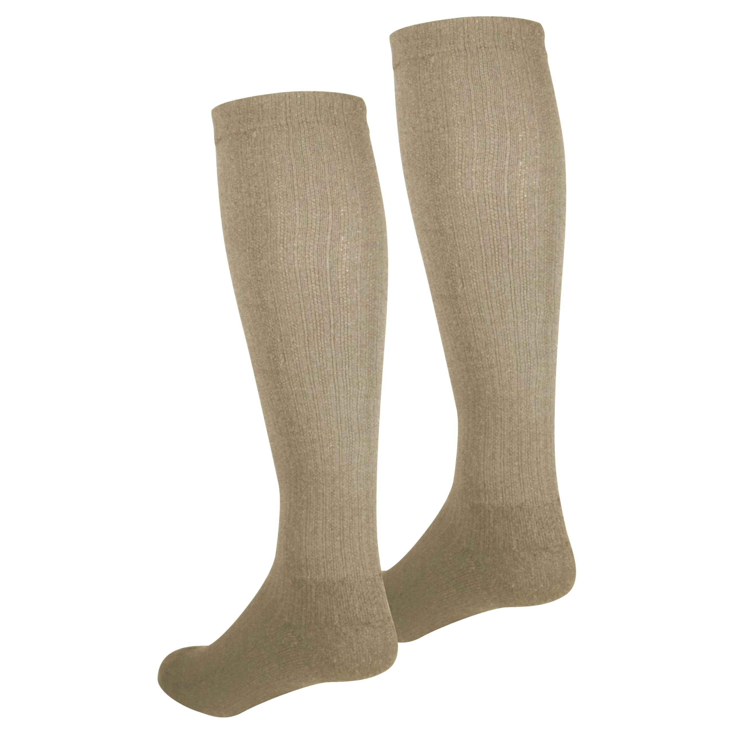 NuVein Women's Compression Socks, 15-20 mmHg Support, Casual Cushion Foot Style, Knee High, Closed Toe, Tan, Medium
