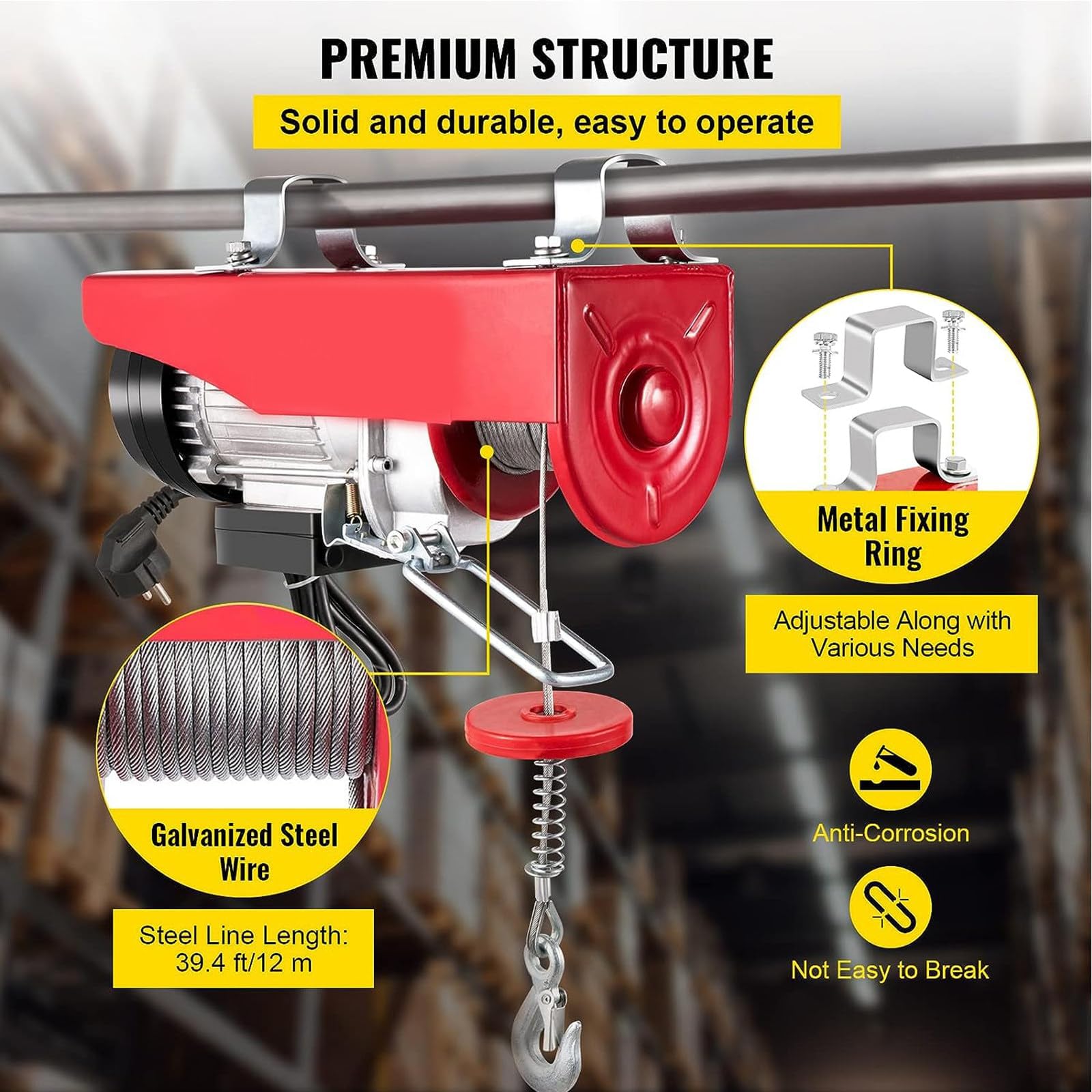 Kit di staffe per gancio per sollevamento elettrico per installazione - Assemblaggio gancio in acciaio per fabbriche, magazzini e cantieri
