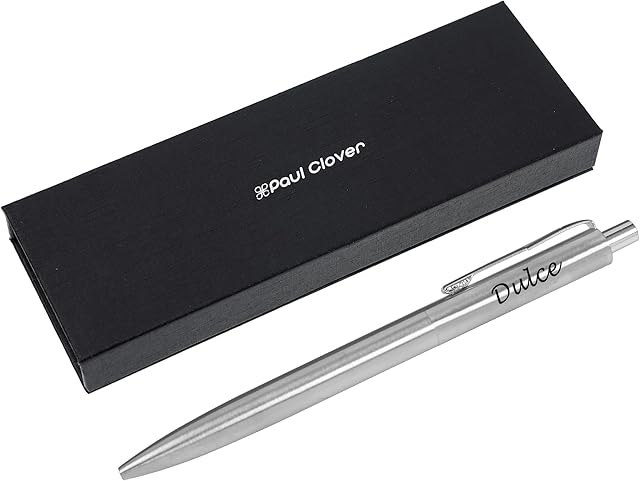 Personalised Engraved Premium Stainless Steel Ballpoint Pen with Black Ink in a Classy Gift Box, Customised Present, Gifts for Christmas, Gifts for Men and Women - Enter Your Custom Engraving