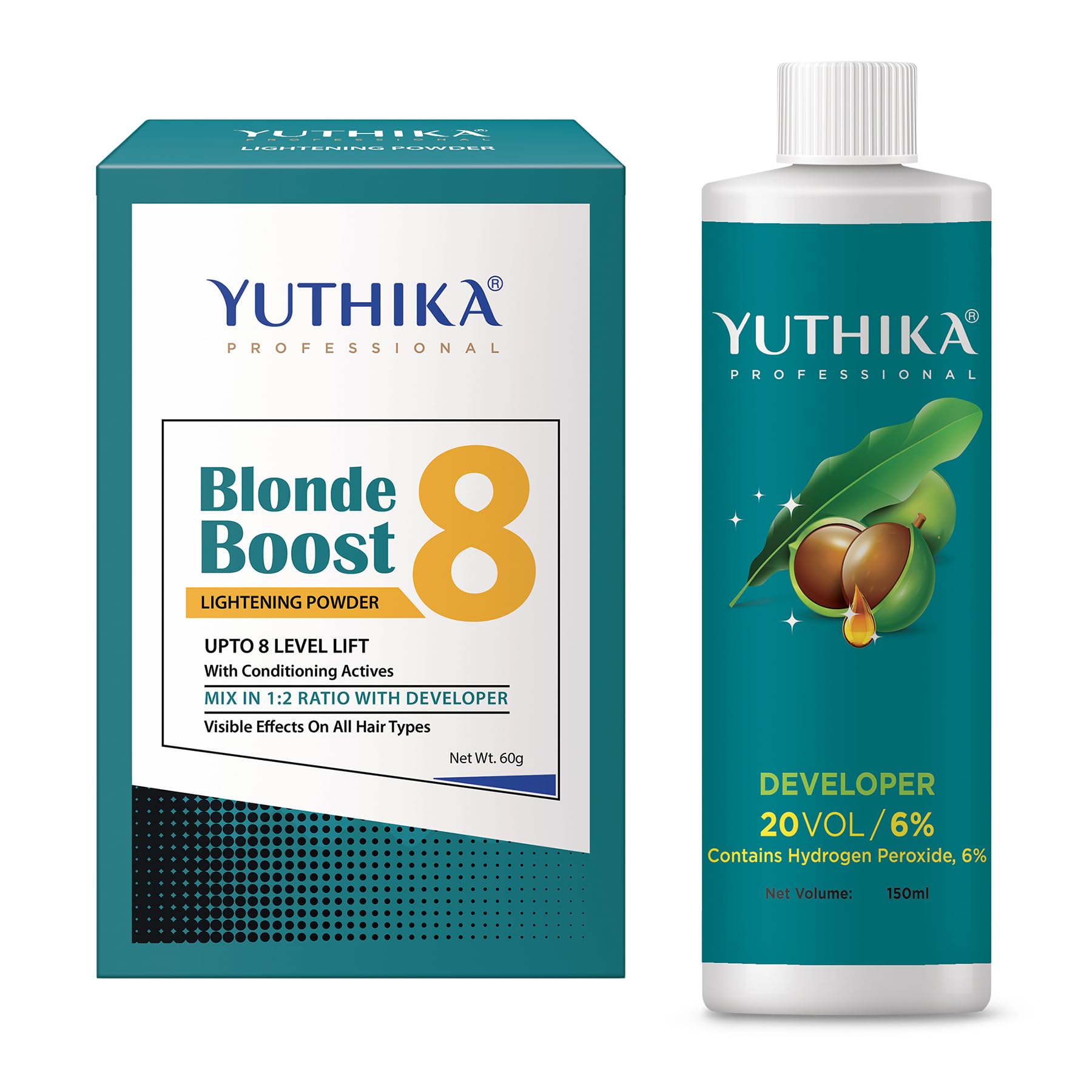 Yuthika Professional Developer for Hair Colour - 20 Volume (6%) 150ml & Blonde Boost Lightening Powder 60g - Achieve Up to 8 Levels Lift with Conditioning Actives, Ammonia-Free Hair Colour-image-18