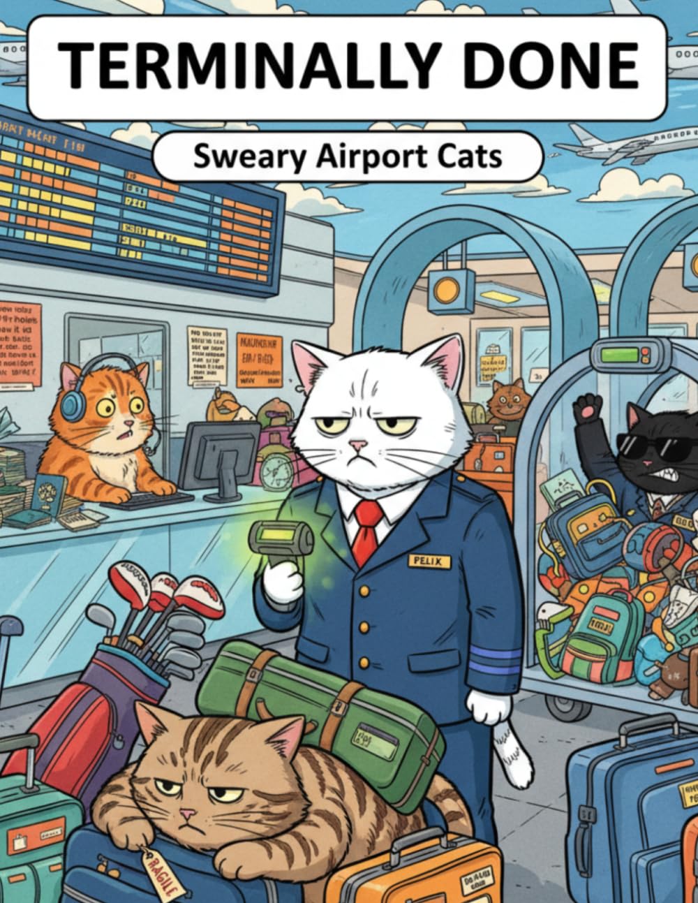 Terminally Done: Sweary Airport Cats: A Funny Adult Coloring Book for Stress Relief Featuring Grumpy Cats, Travel Chaos, and Airport Meltdowns