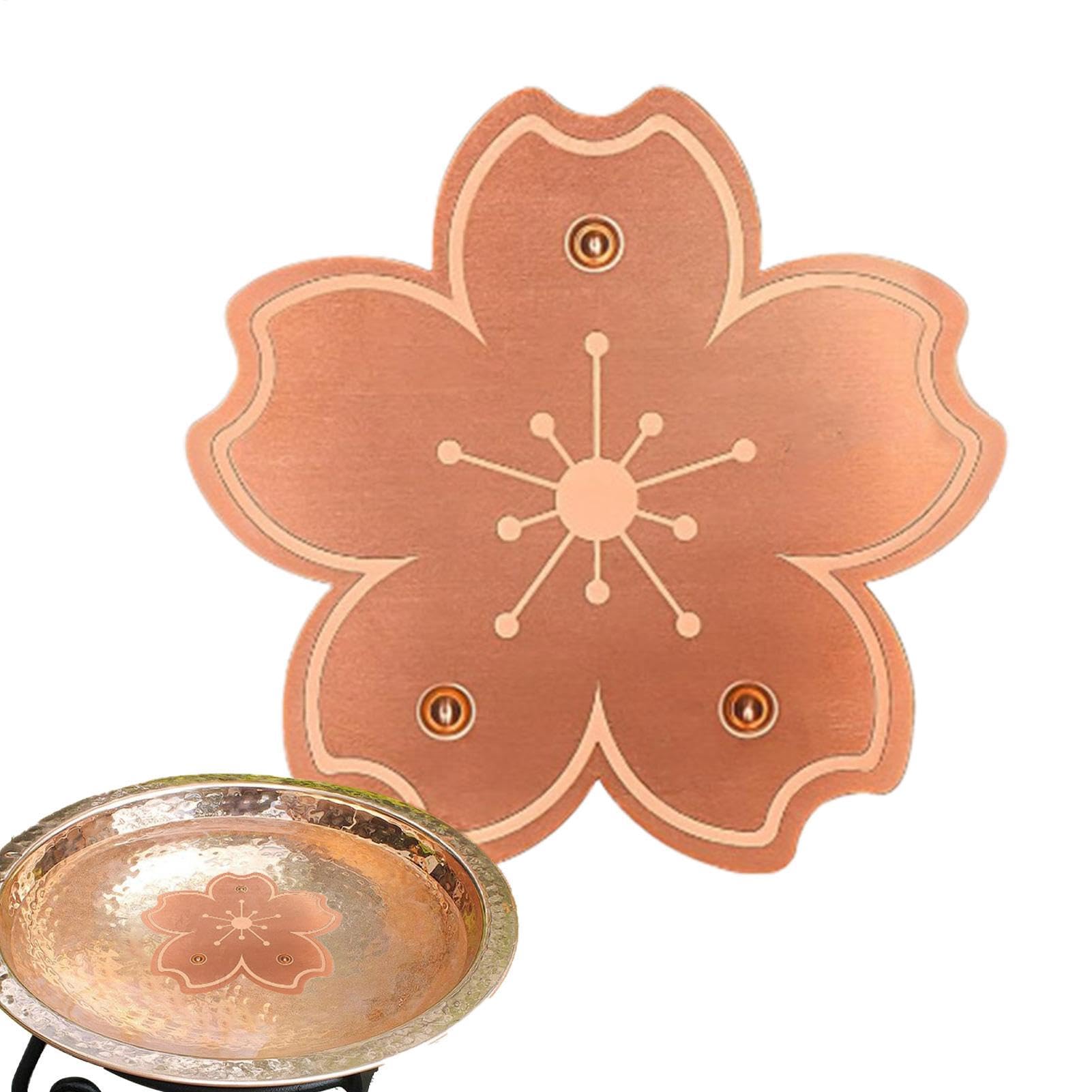 Copper Bird Bath Plate – Purification Cleaner Triple Point Support | All Season Birdbath Bowl Patio Yard Accessory | Garden Landscaping Nature Exhibit Park Outdoor Water