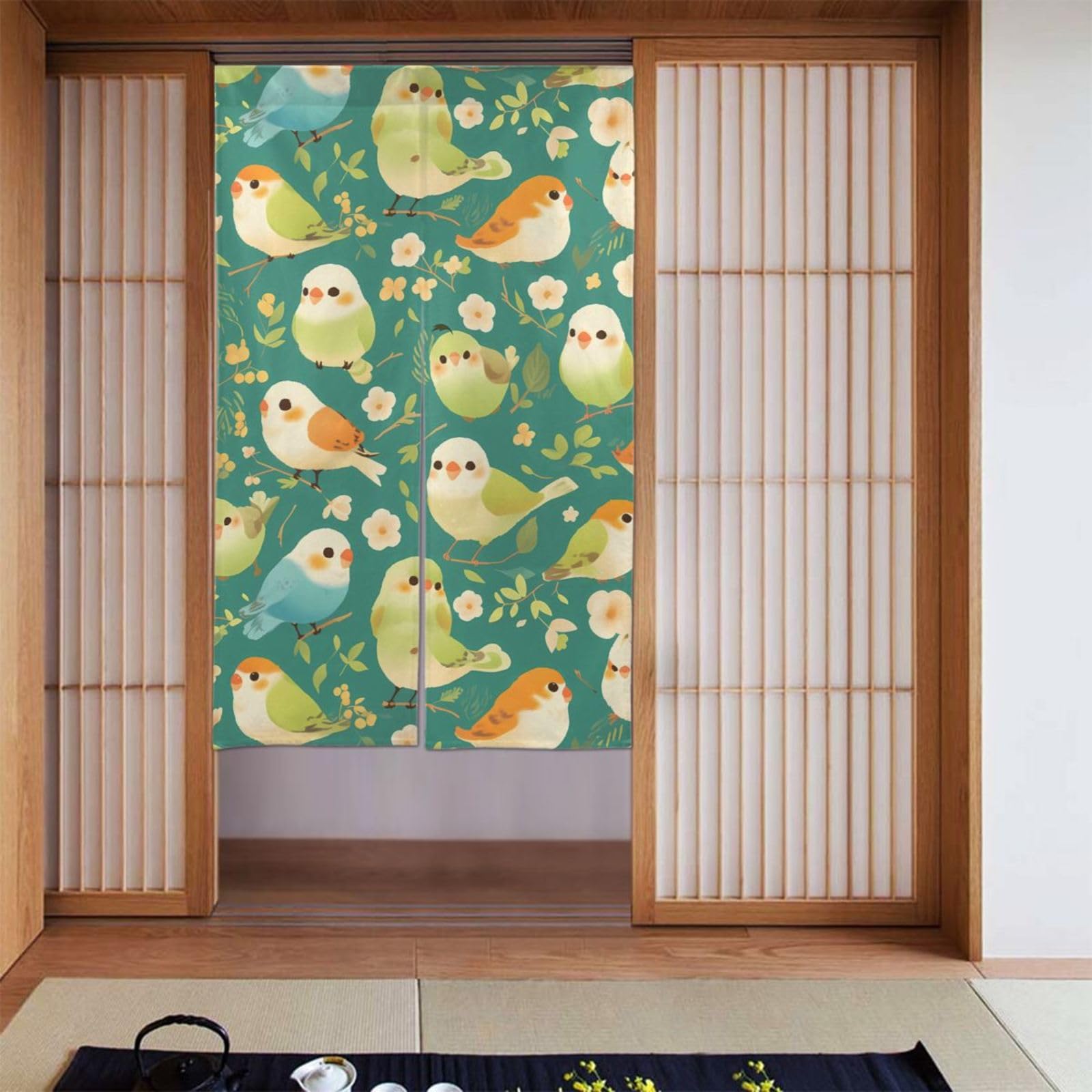 Rideaux occultants oiseau contre la lumière du jour pour chambre 142x86