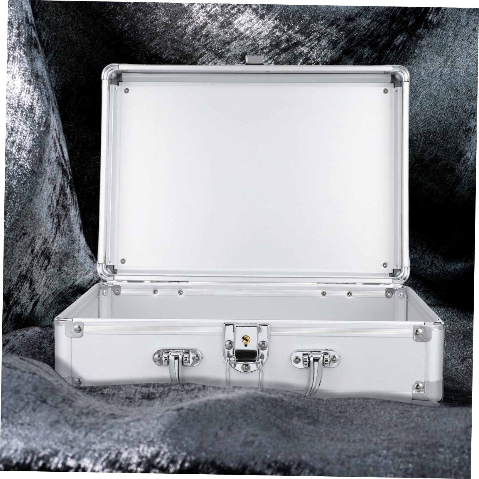 NUOBESTY Multifunktionaler Hartschalen Kosmetikkoffer aus Aluminiumlegierung Silberner Aufbewahrungskoffer mit Praktischem Griff für Professionellen Transport von Instrumenten